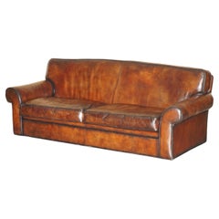 STUNNiNG RALPH LAUREN FULLY RESTORED HERITAGE BROWN LEATHER SOFA