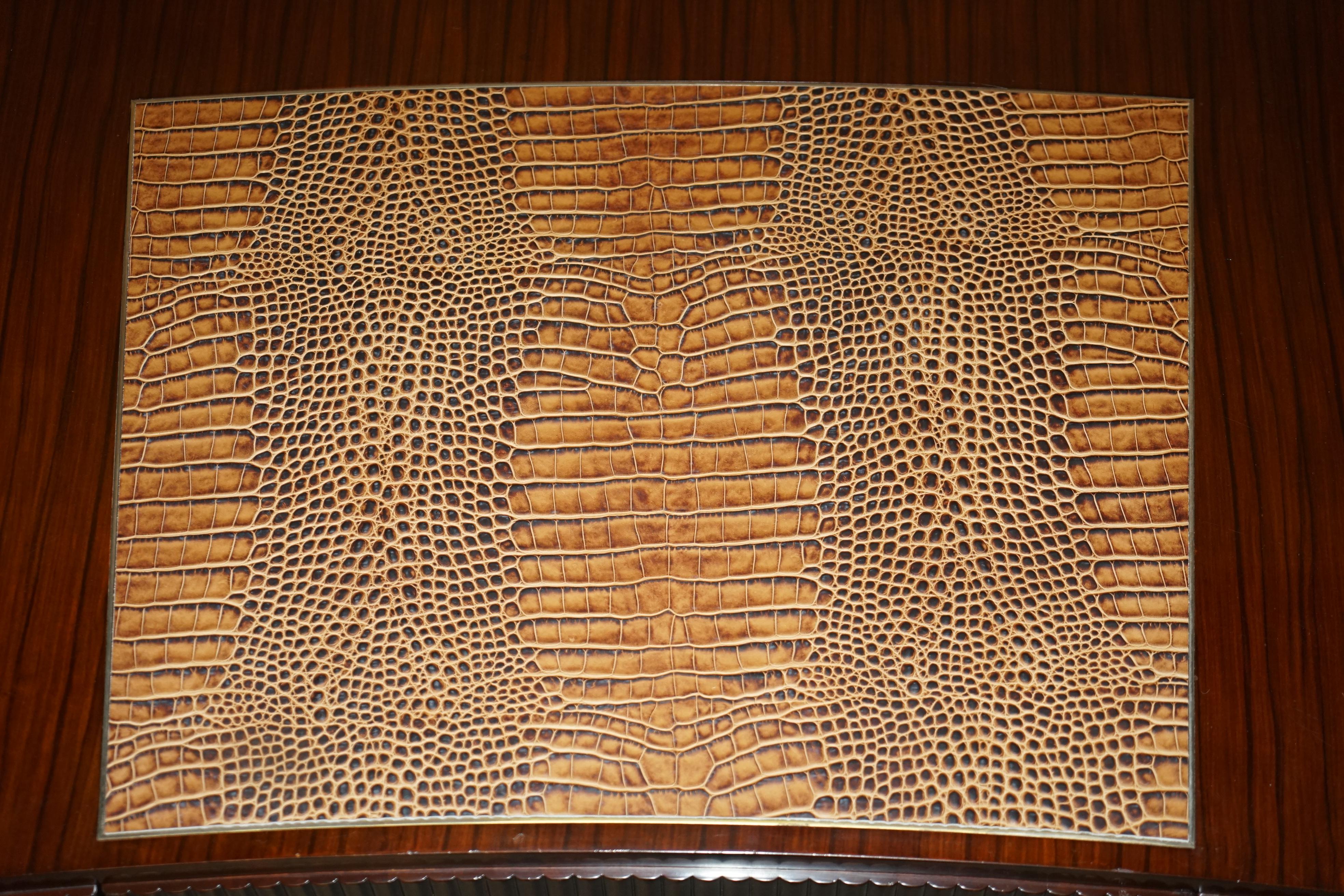 STUNNiNG RALPH LAUREN HARDWOOD & CROCODILE LEATHER FRENCH ART DECO CURVED DESK 6