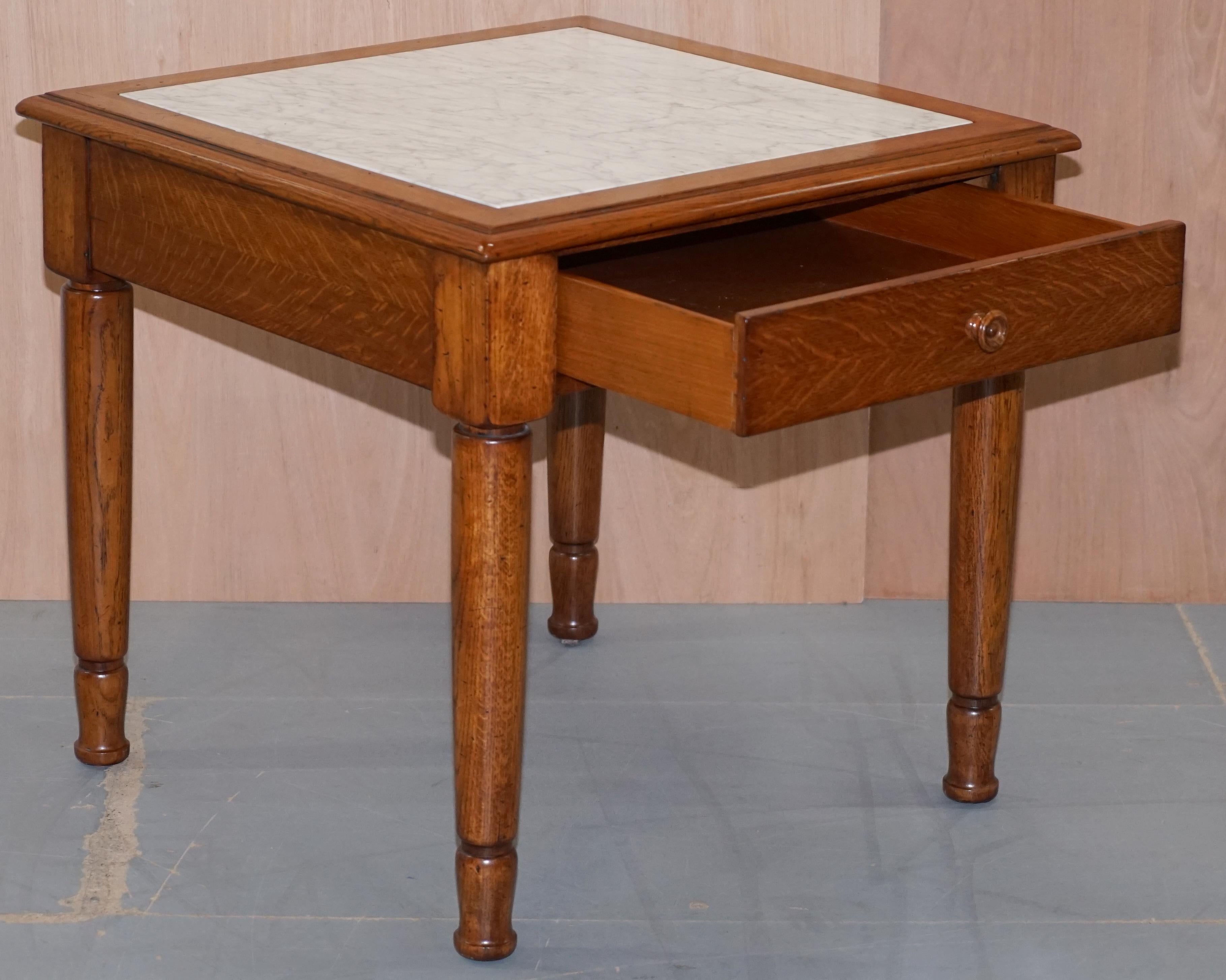 Stunning Ralph Lauren Large Side Table with Marble Top and Single Drawer 4