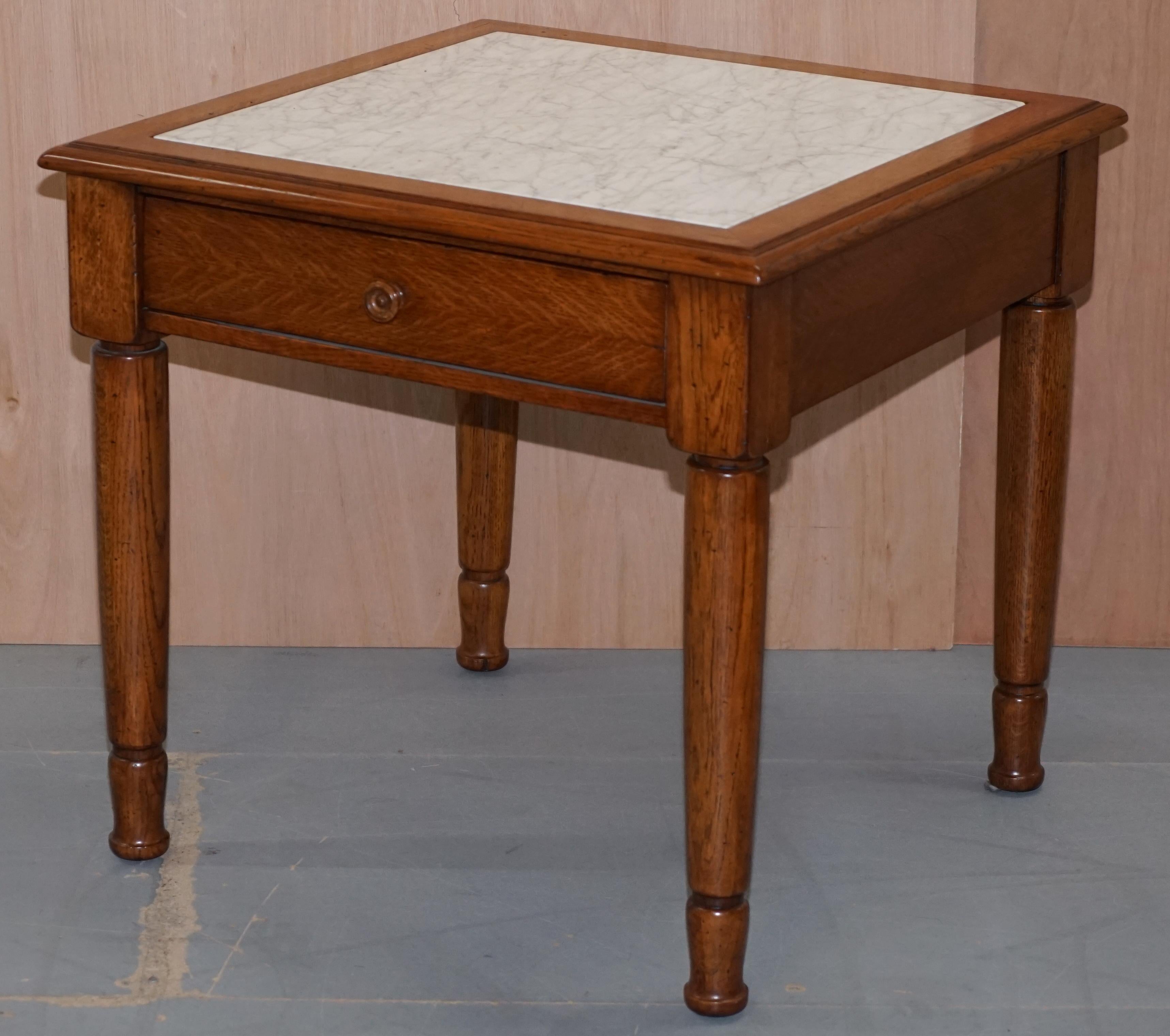 Modern Stunning Ralph Lauren Large Side Table with Marble Top and Single Drawer