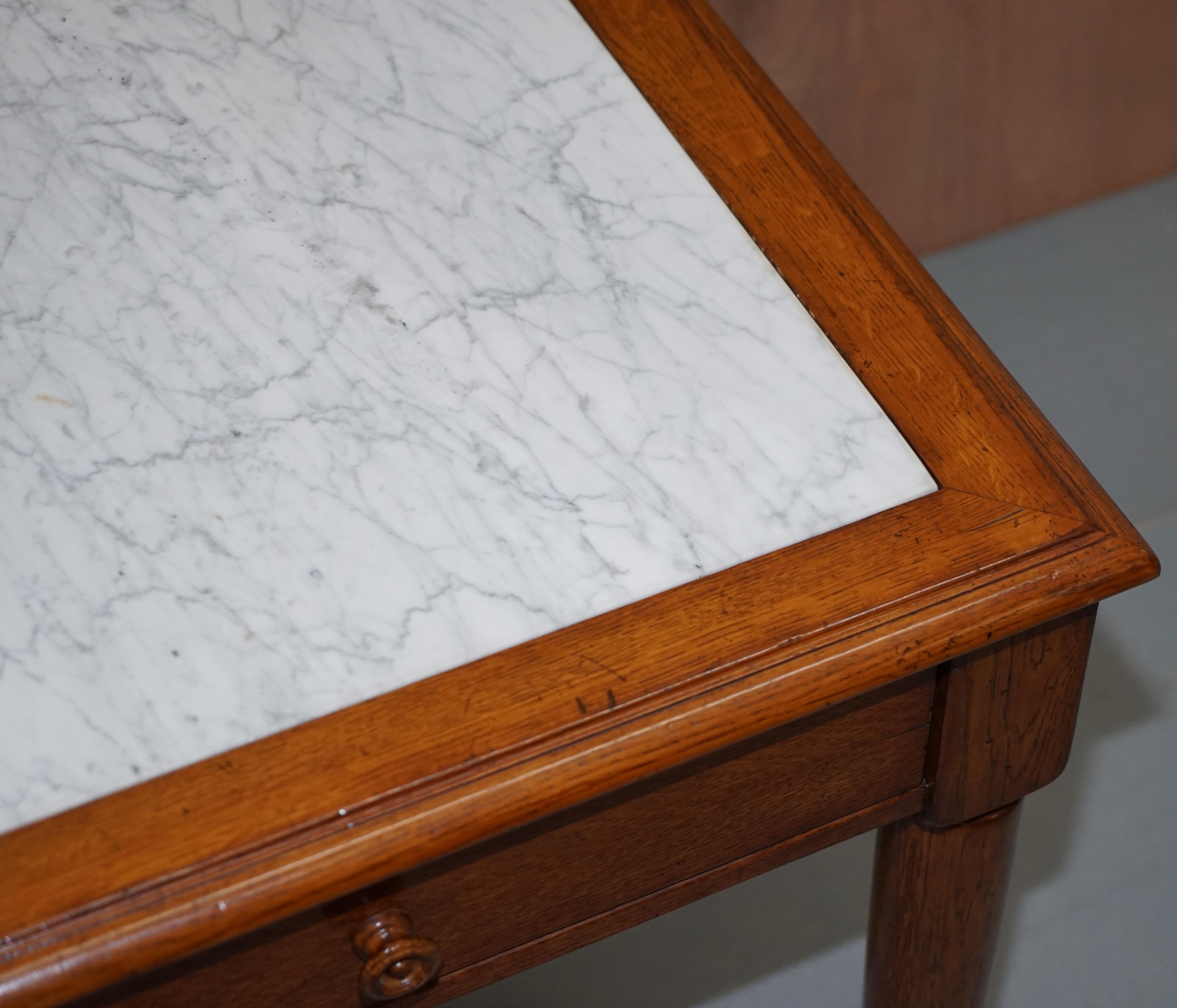 Hand-Crafted Stunning Ralph Lauren Large Side Table with Marble Top and Single Drawer