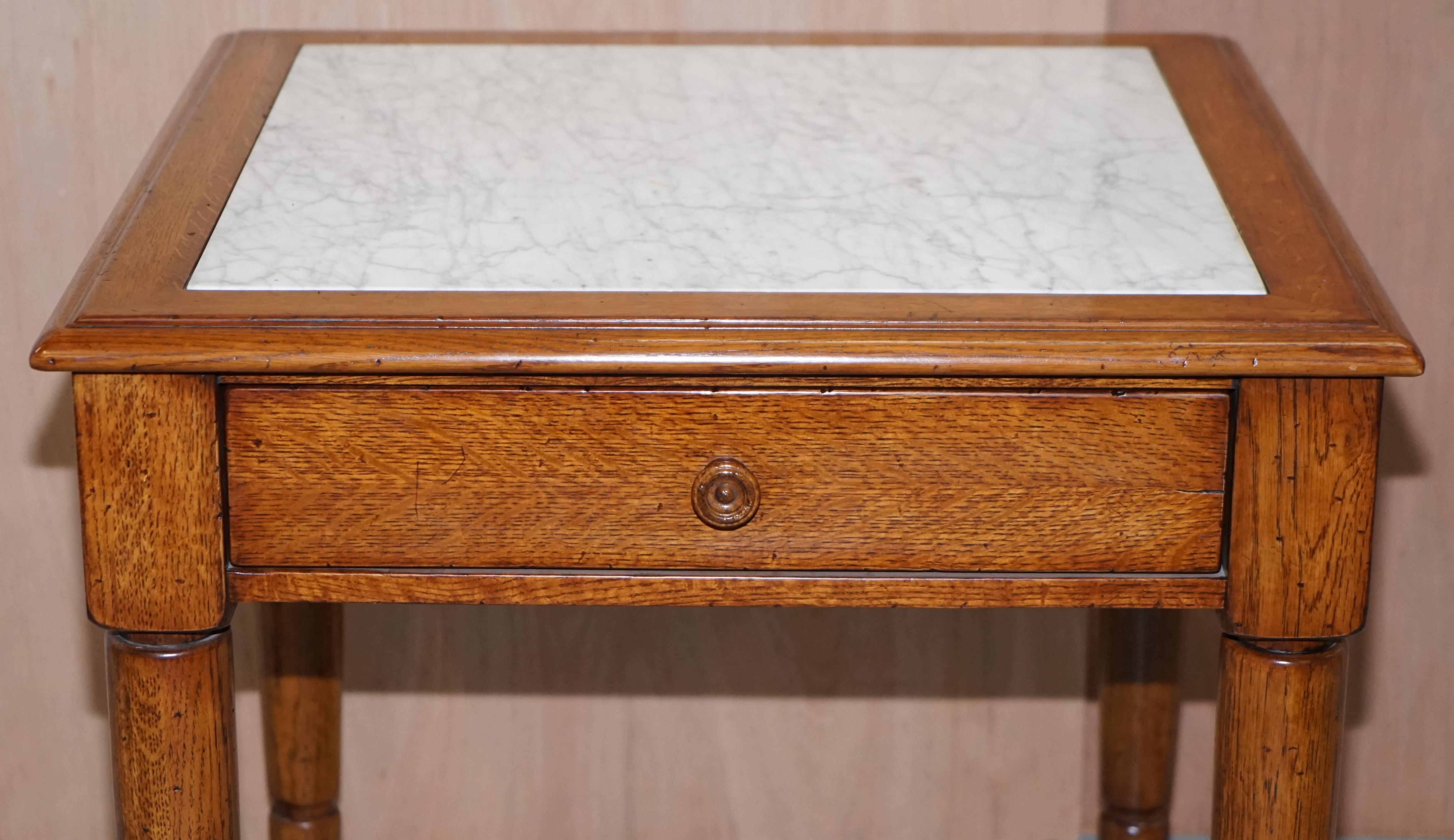 Stunning Ralph Lauren Large Side Table with Marble Top and Single Drawer 2