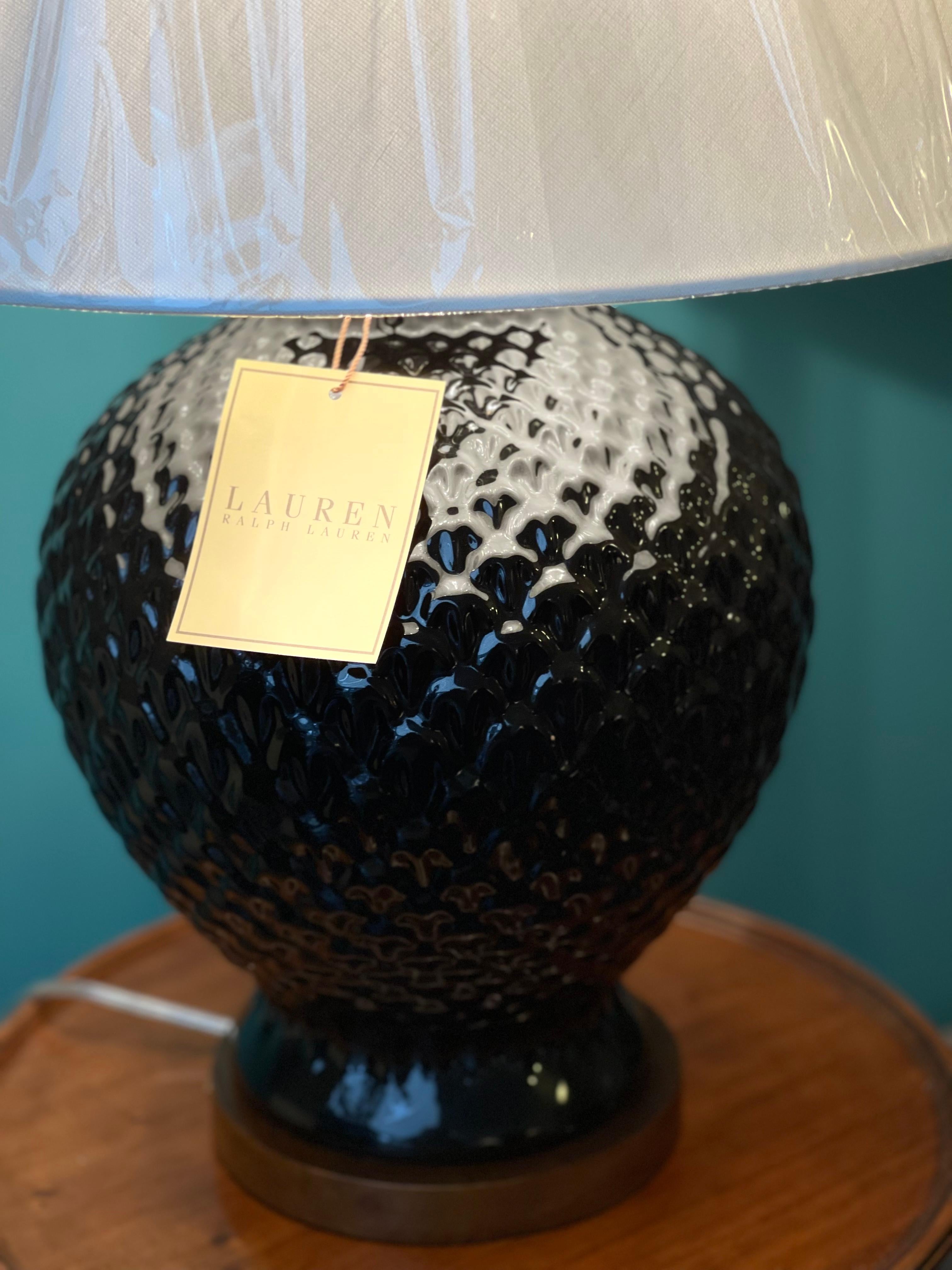 Stunning Ralph Lauren Shiny Black Porcelain Table Lamp 3