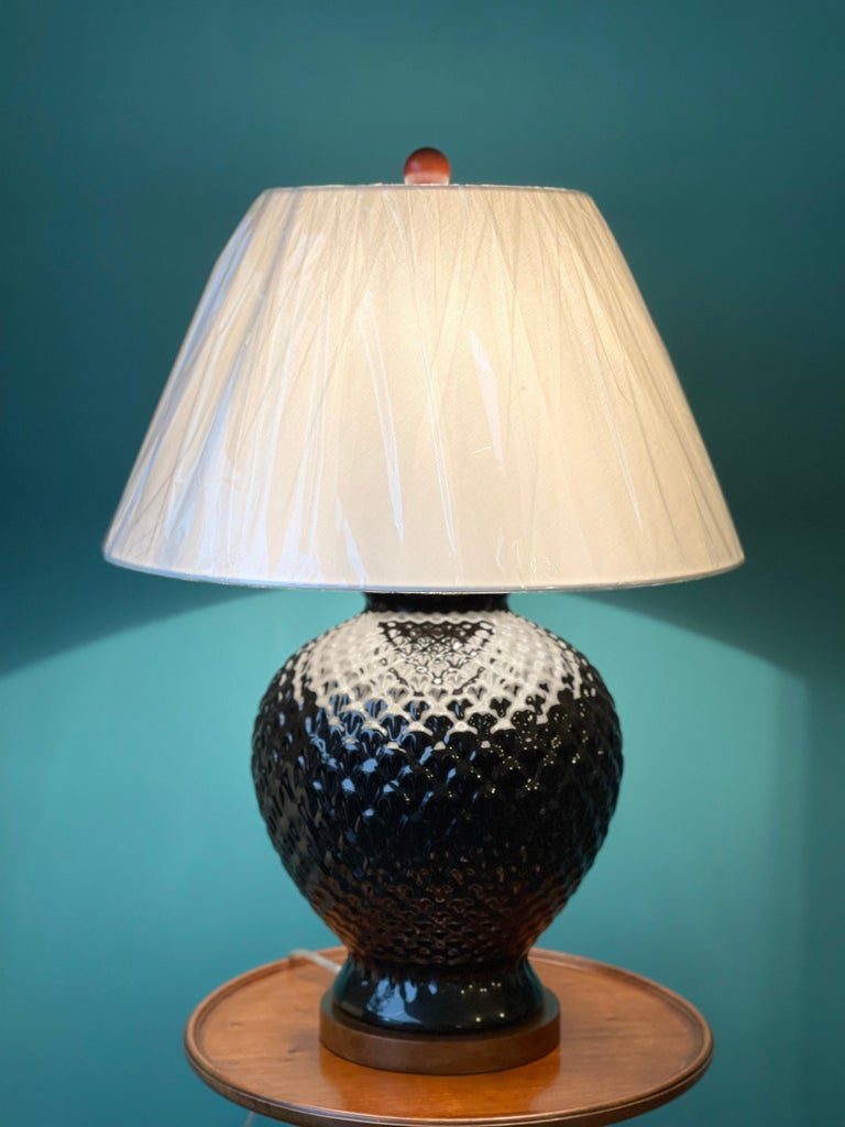 Stunning Ralph Lauren Shiny Black Porcelain Table Lamp