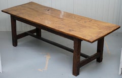 Stunning Rare 18th Century Solid Elm 2 Plank Top Refectory Dining Table Seats