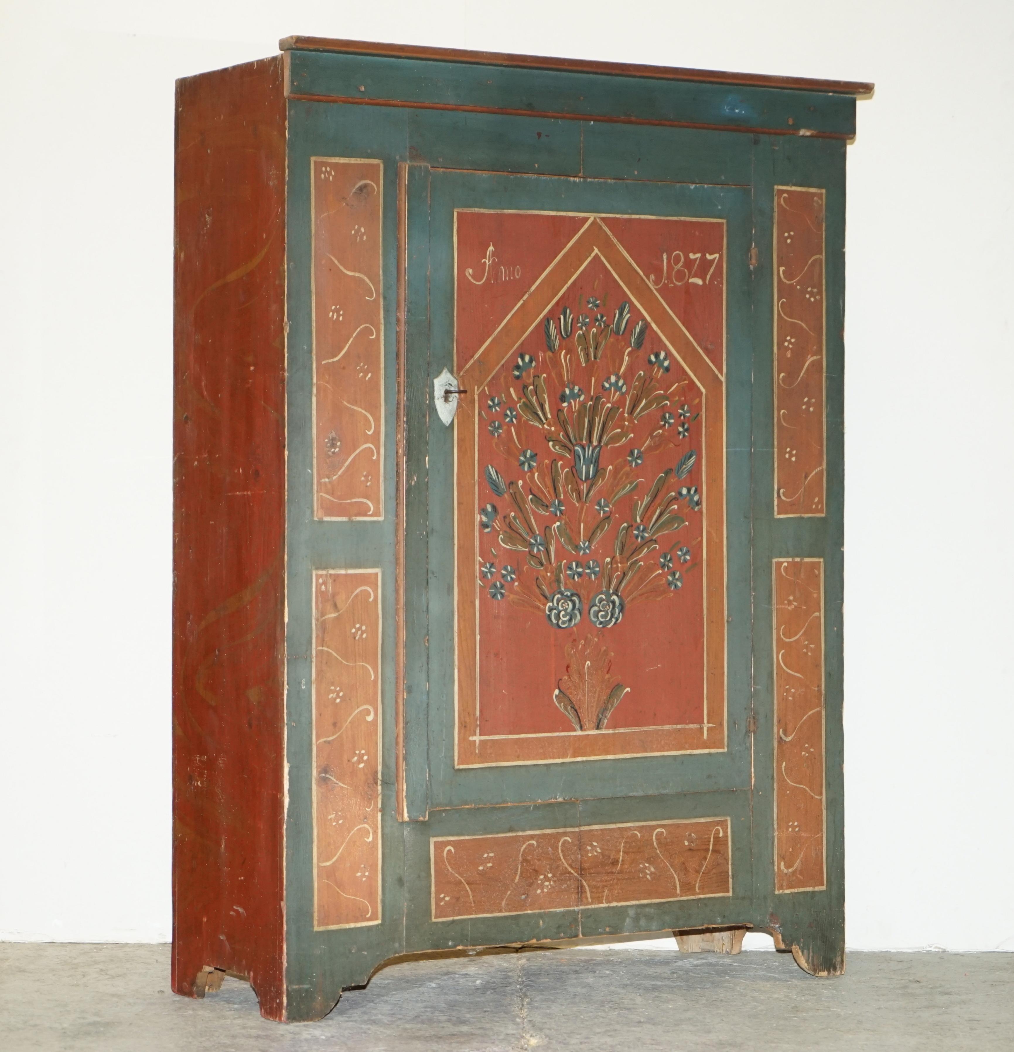 We are delighted to offer for sale this stunning original 1827 dated Antique German folded linen or pot cupboard that can also be used as a wardrobe

I have recently purchased a very large collection of these original, antique painted wardrobes