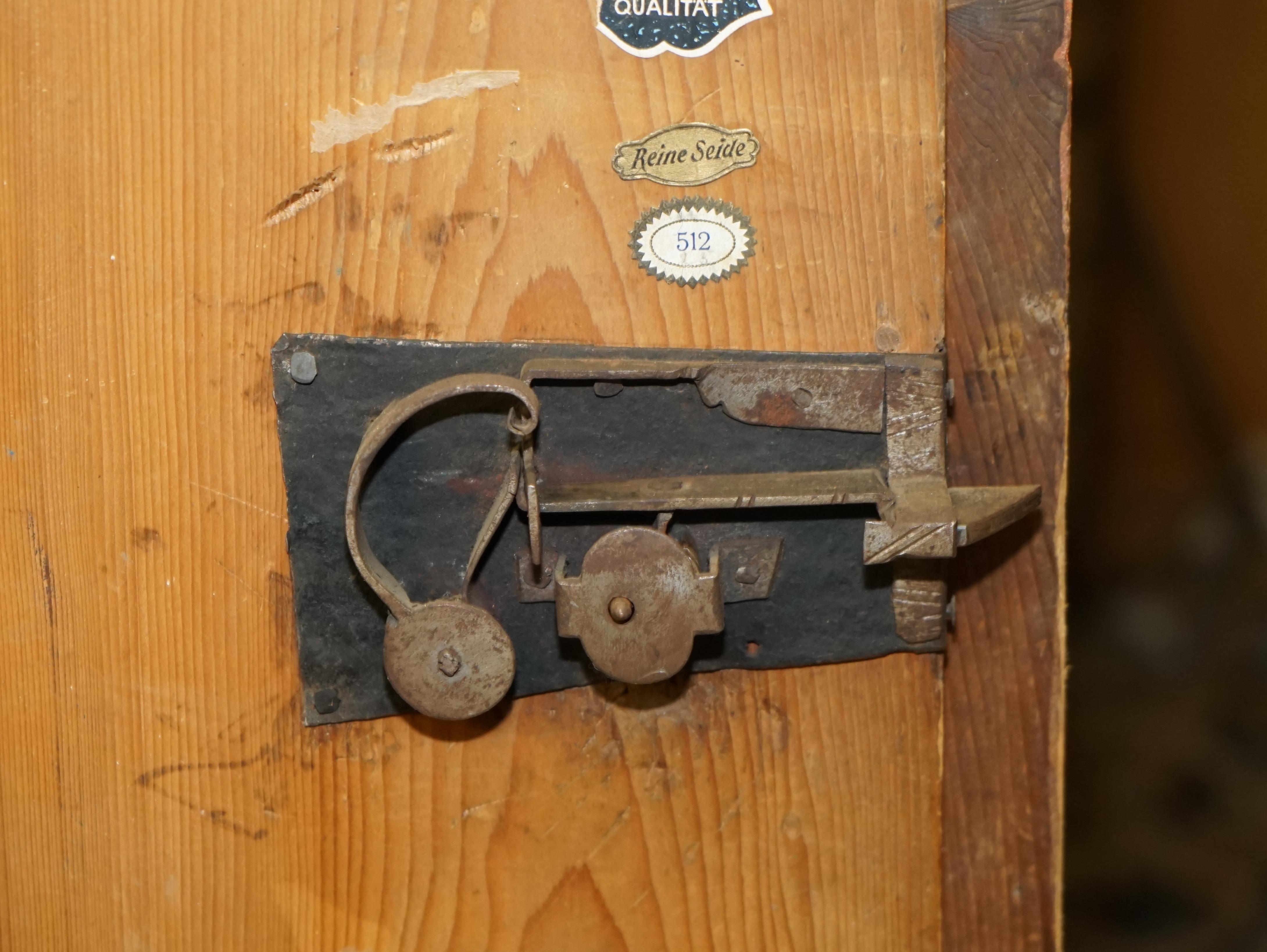 Atemberaubende Rare Antique 1827 datiert Hand gemalt Deutsch Leinen Topf Cupboard Garderobe 13