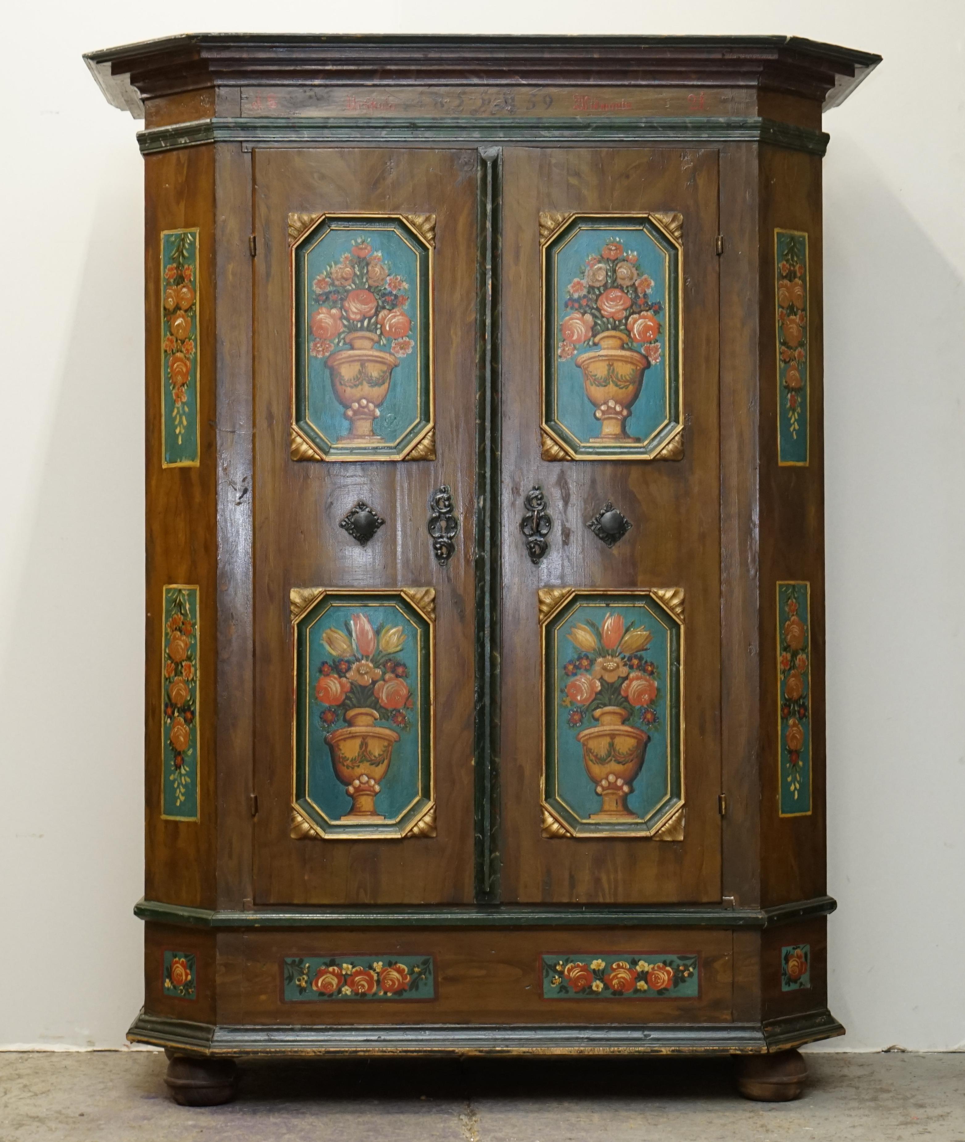 We are delighted to offer for sale this stunning original 1829-1851 dated Antique German Marriage wardrobe of large grand proportions 

I have recently purchased a very large collection of these original, antique painted wardrobes and trunks, I