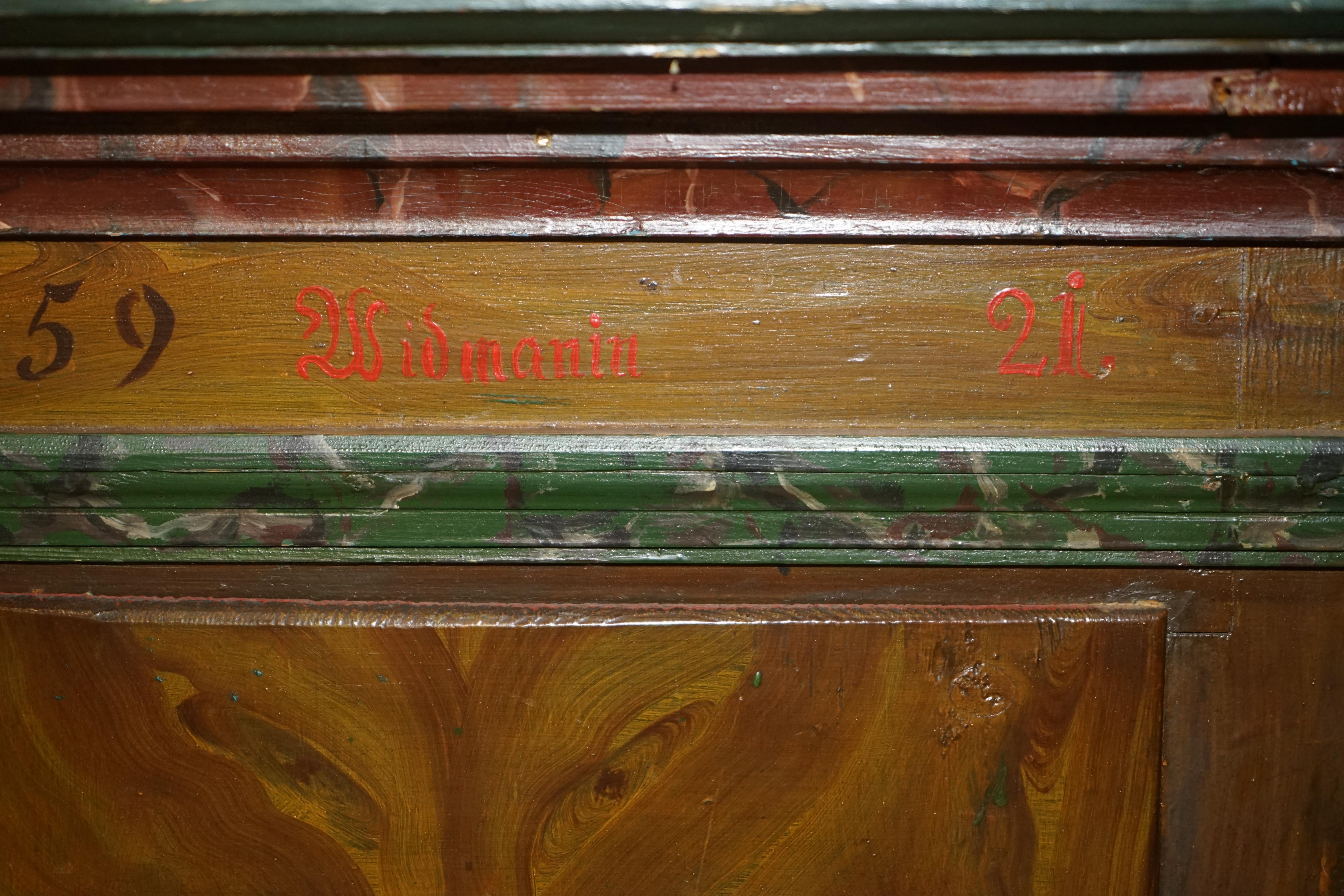 Impresionante Raro Antiguo 1829-1851 Pintado a Mano Armario Matrimonial Alemán en venta 2
