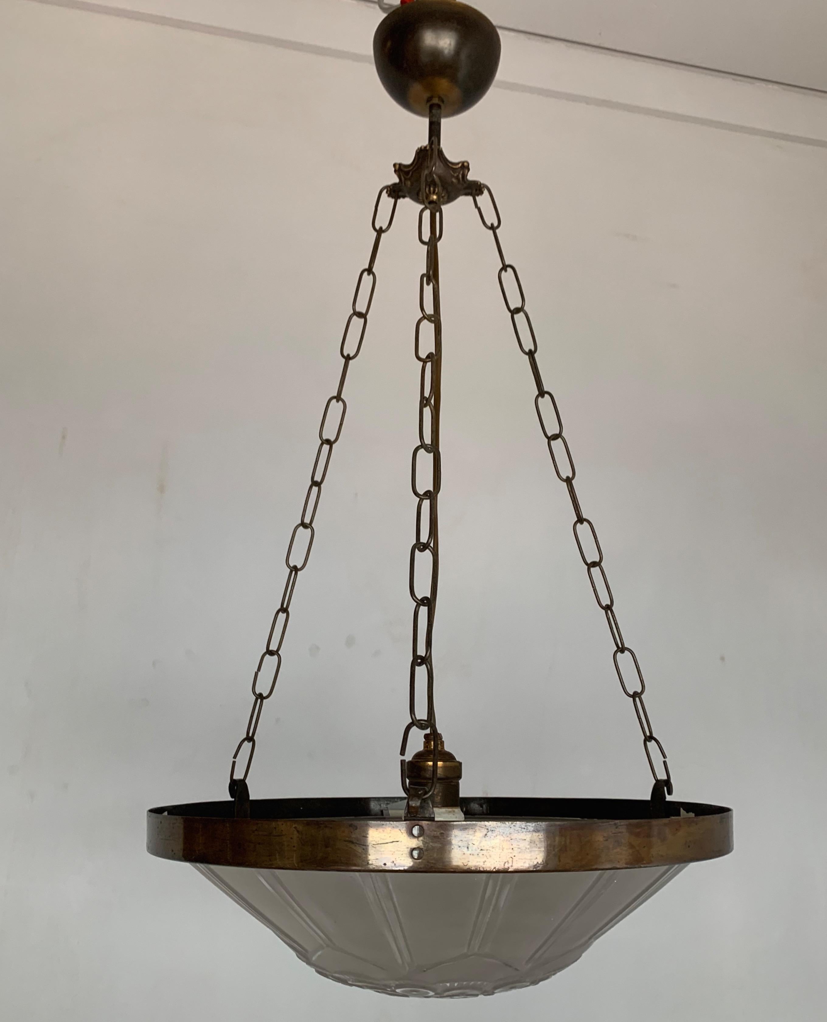 Stunning & Rare Art Deco Pendant / Chandelier by Genet & Michon of Paris, France 2