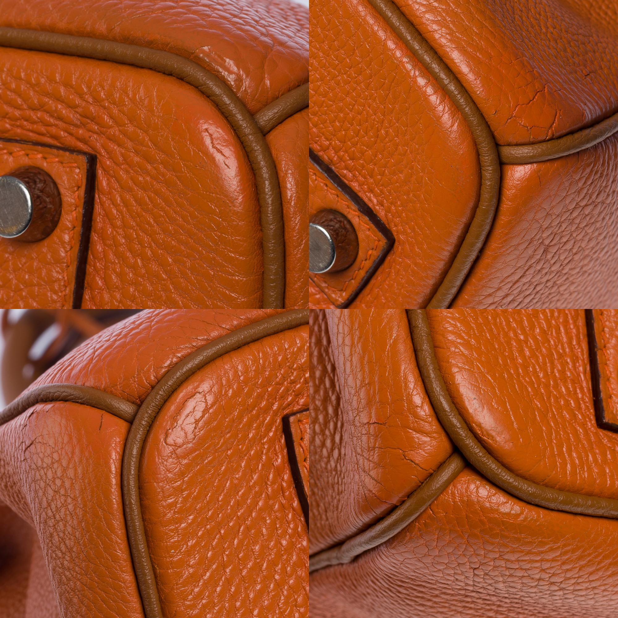 Stunning & Rare bicolor Hermès Birkin 35 handbag in Orange & Camel leather, SHW 6