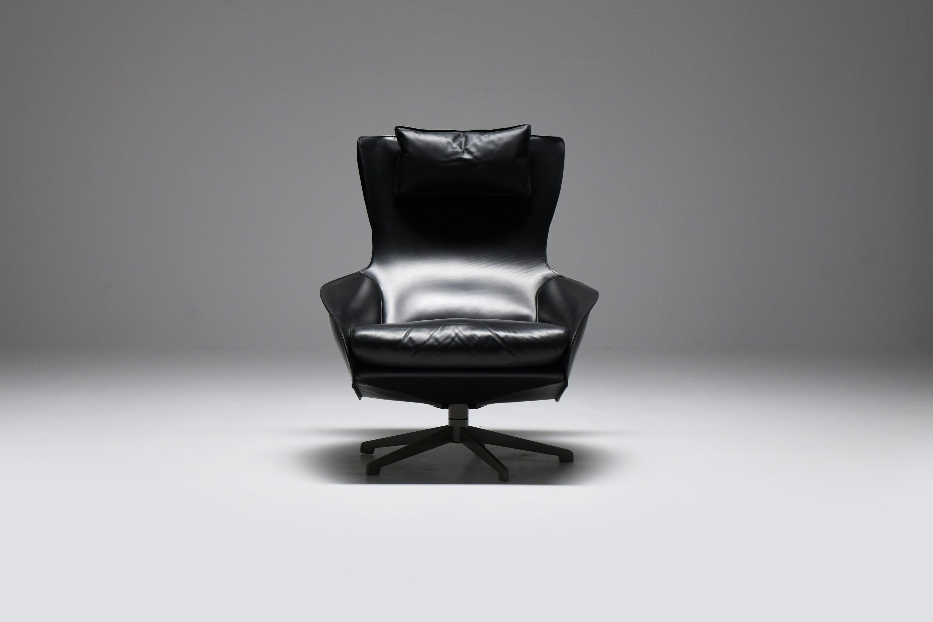 Perfect CAB 423 lounge chair by Mario Bellini for CASSINA Italy.

Cab Lounge epitomizes all of the Cassina expertise in leather upholstery: the cowhide fits the tubular steel like a custom-tailored garment, defining its generous, inviting