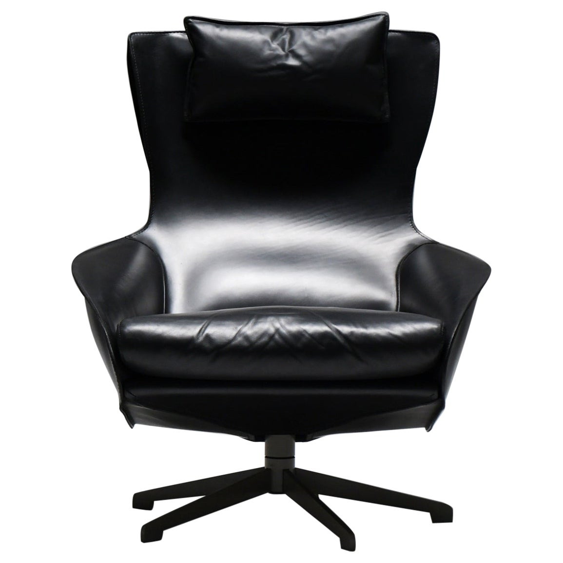 Stupendo e raro Cab 423 in pelle nera di Mario Bellini per Cassina in vendita