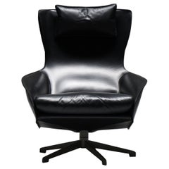 Superbe et rare Cab 423 en cuir noir de Mario Bellini pour Cassina