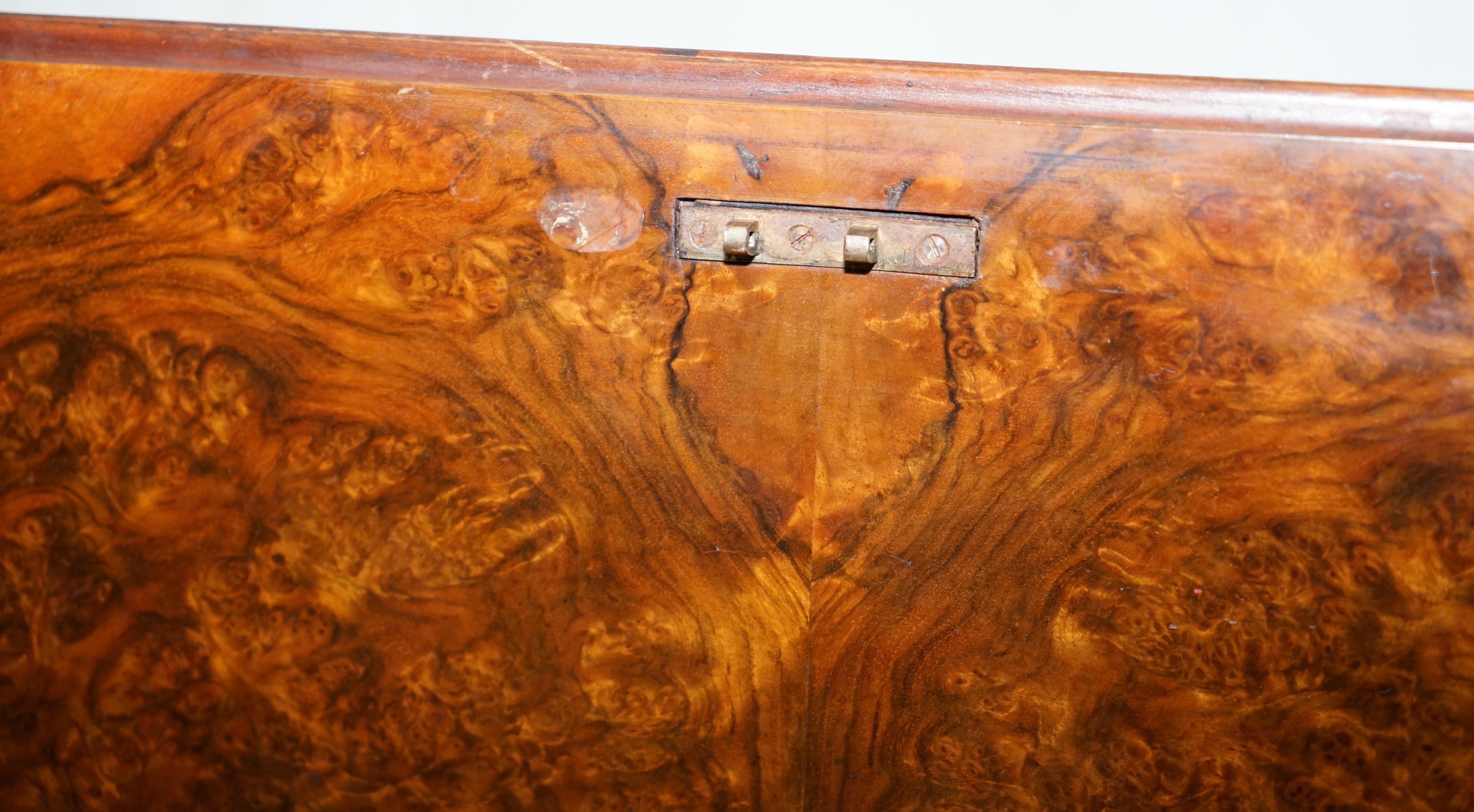 Stunning Rare Early Victorian Burr Walnut Games Table Lift Top Fret Work Carved 14