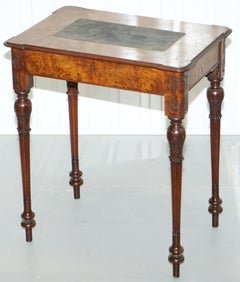 Stunning Rare Early Victorian Burr Walnut Games Table Lift Top Fret Work Carved