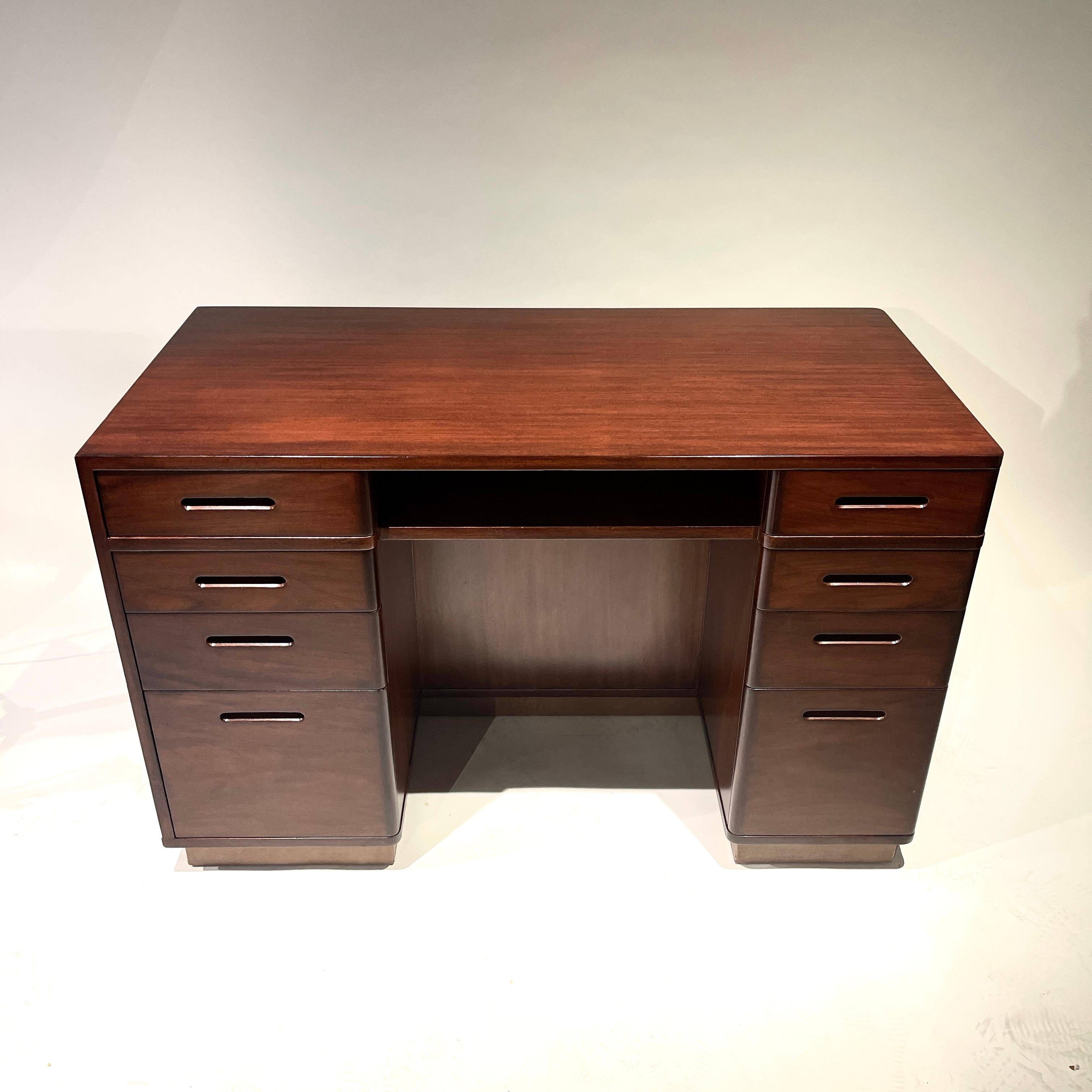 Mid-Century Modern Stunning & Rare Edward Wormley for Dunbar Mahogany & Leather Desk w Bookshelves