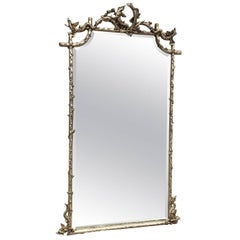 Stunning Rare French Antique Silver Mirror, Original Early 1800s, Vintage