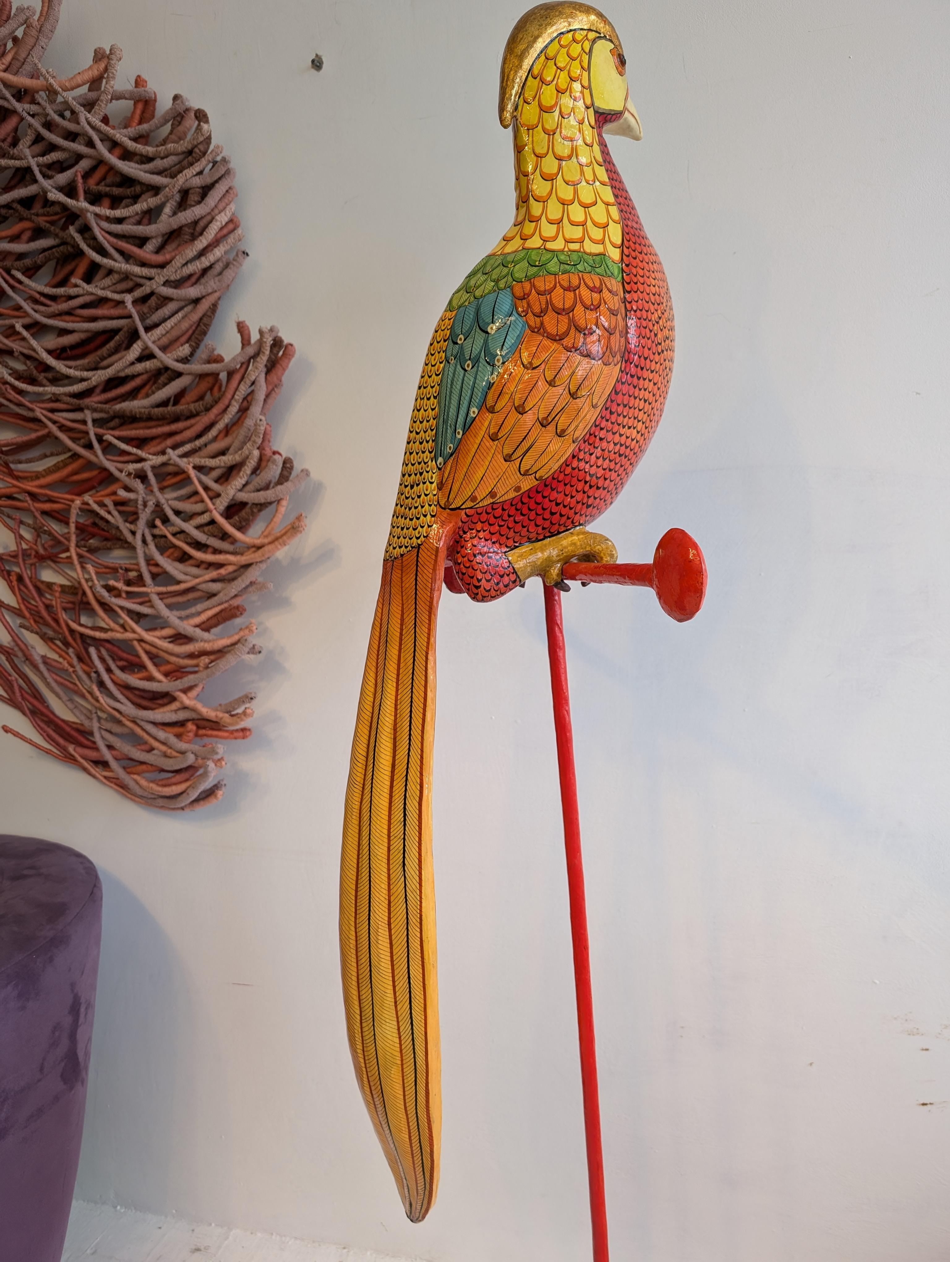 Stunning Rare Golden Pheasant Floorstanding Bird Sculpture By Sergio Bustamante For Sale 3