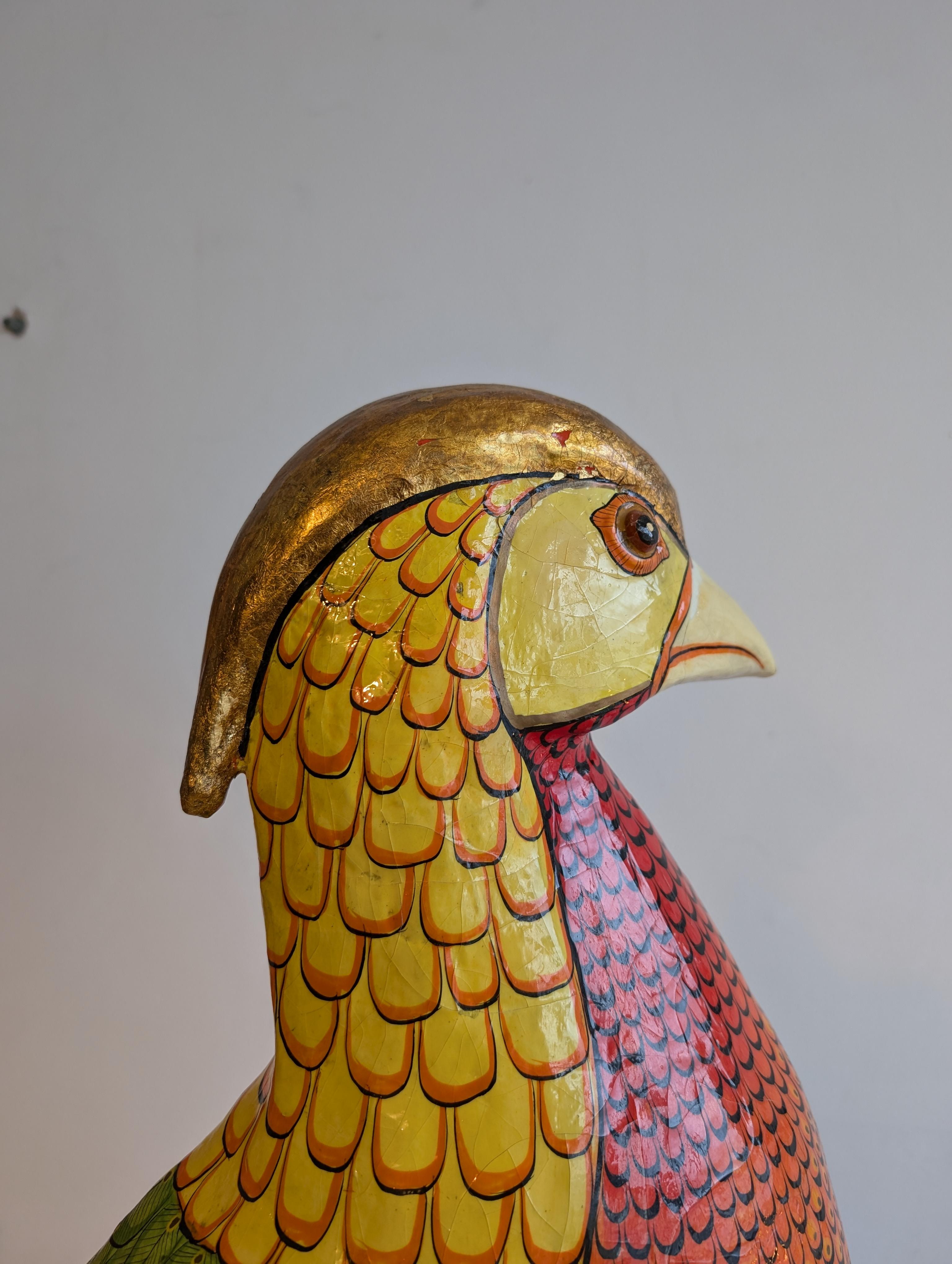 Stunning Rare Golden Pheasant Floorstanding Bird Sculpture By Sergio Bustamante For Sale 4