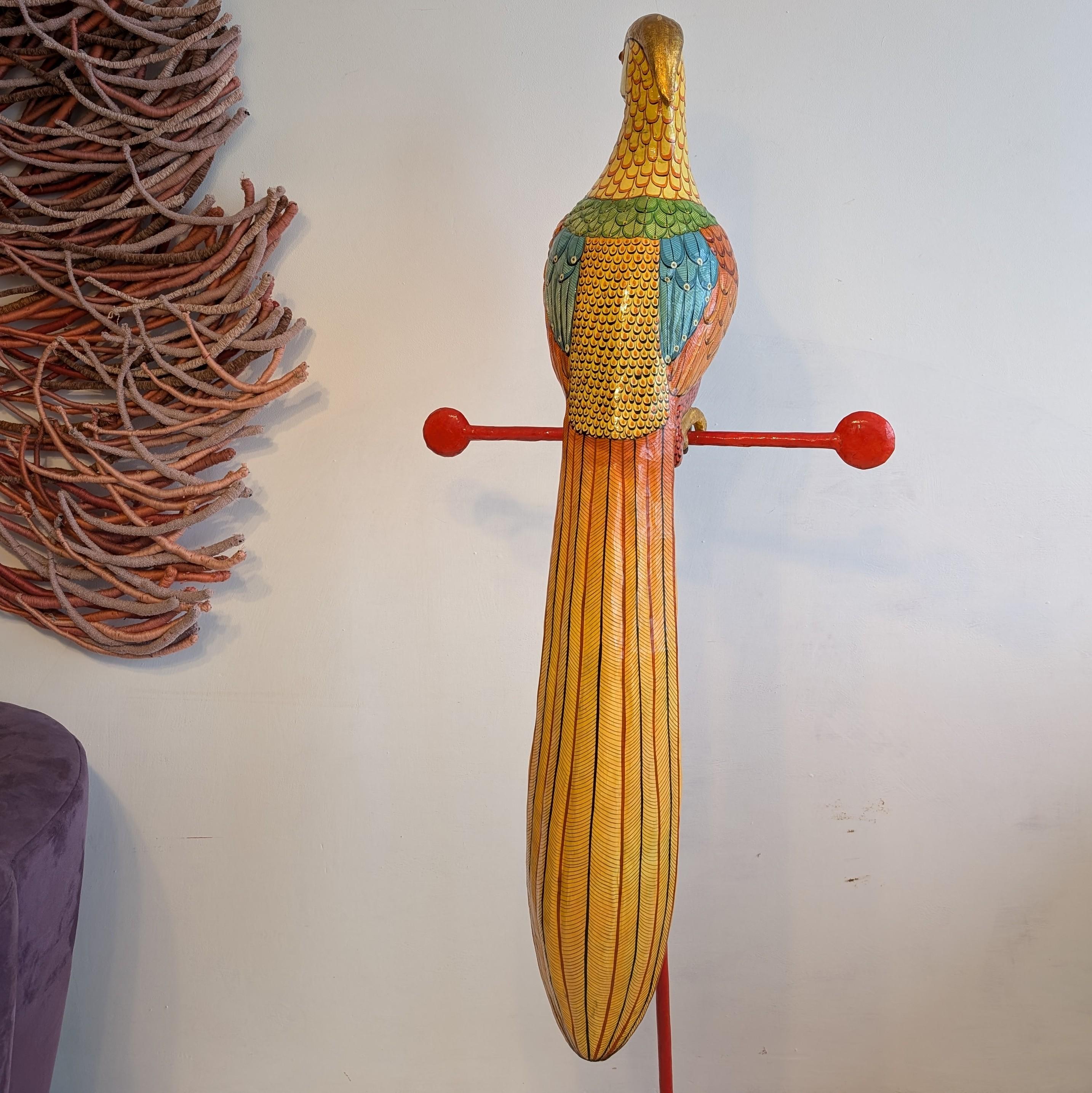 Stunning Rare Golden Pheasant Floorstanding Bird Sculpture By Sergio Bustamante In Good Condition For Sale In Hastings, GB