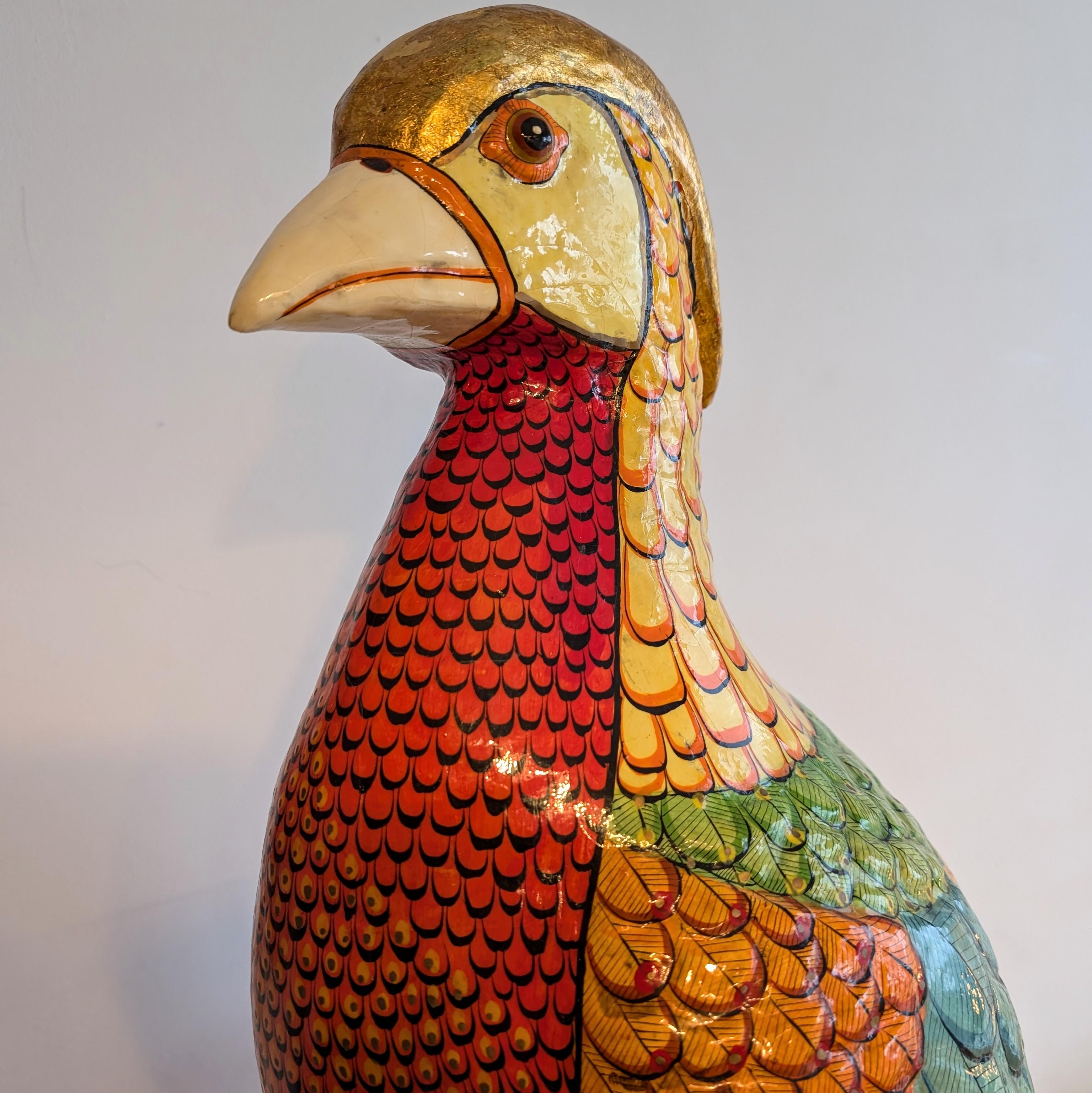Stunning Rare Golden Pheasant Floorstanding Bird Sculpture By Sergio Bustamante For Sale 2