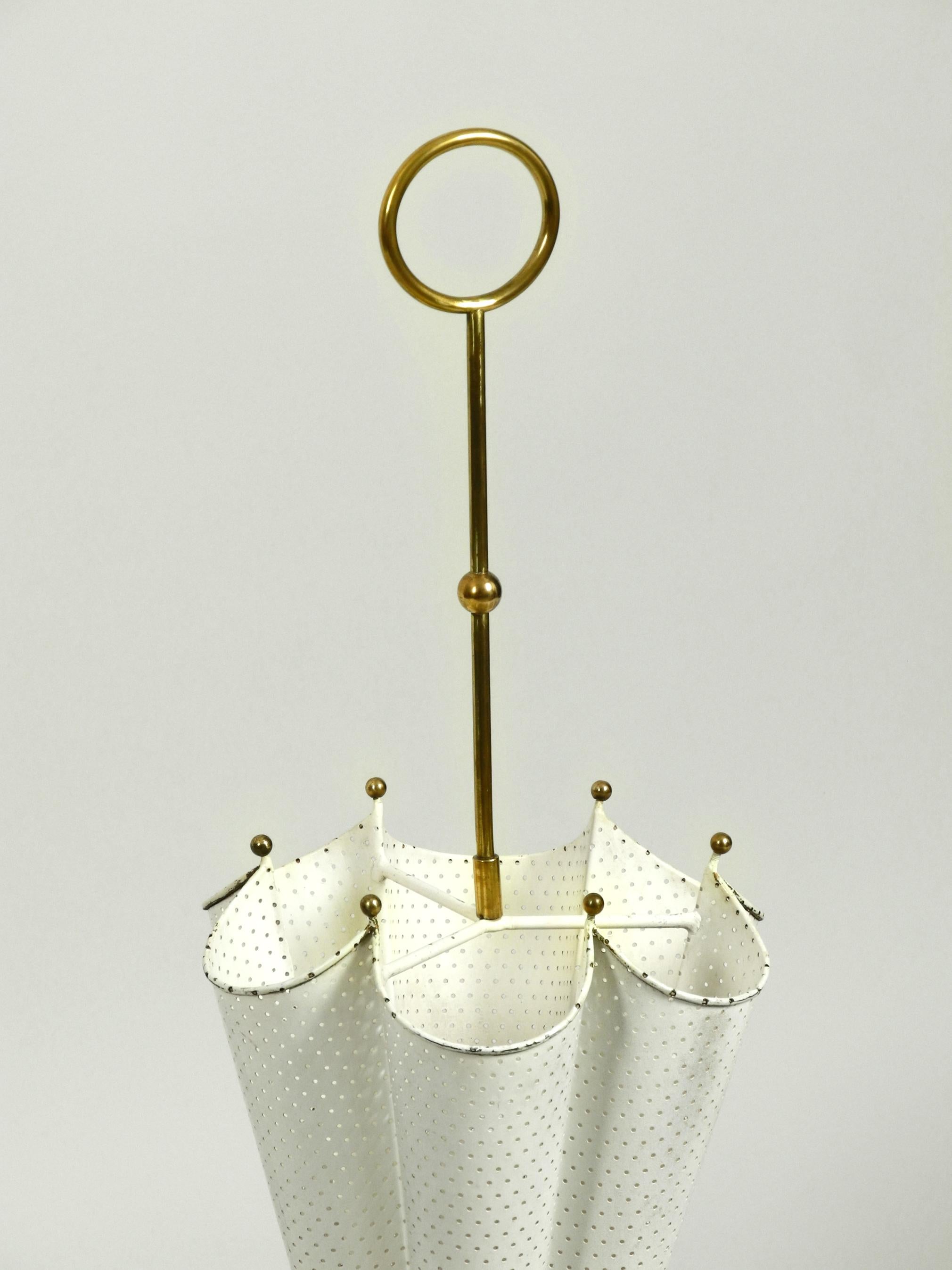 Stunning Rare Midcentury Perforated Brass Umbrella Stand 5