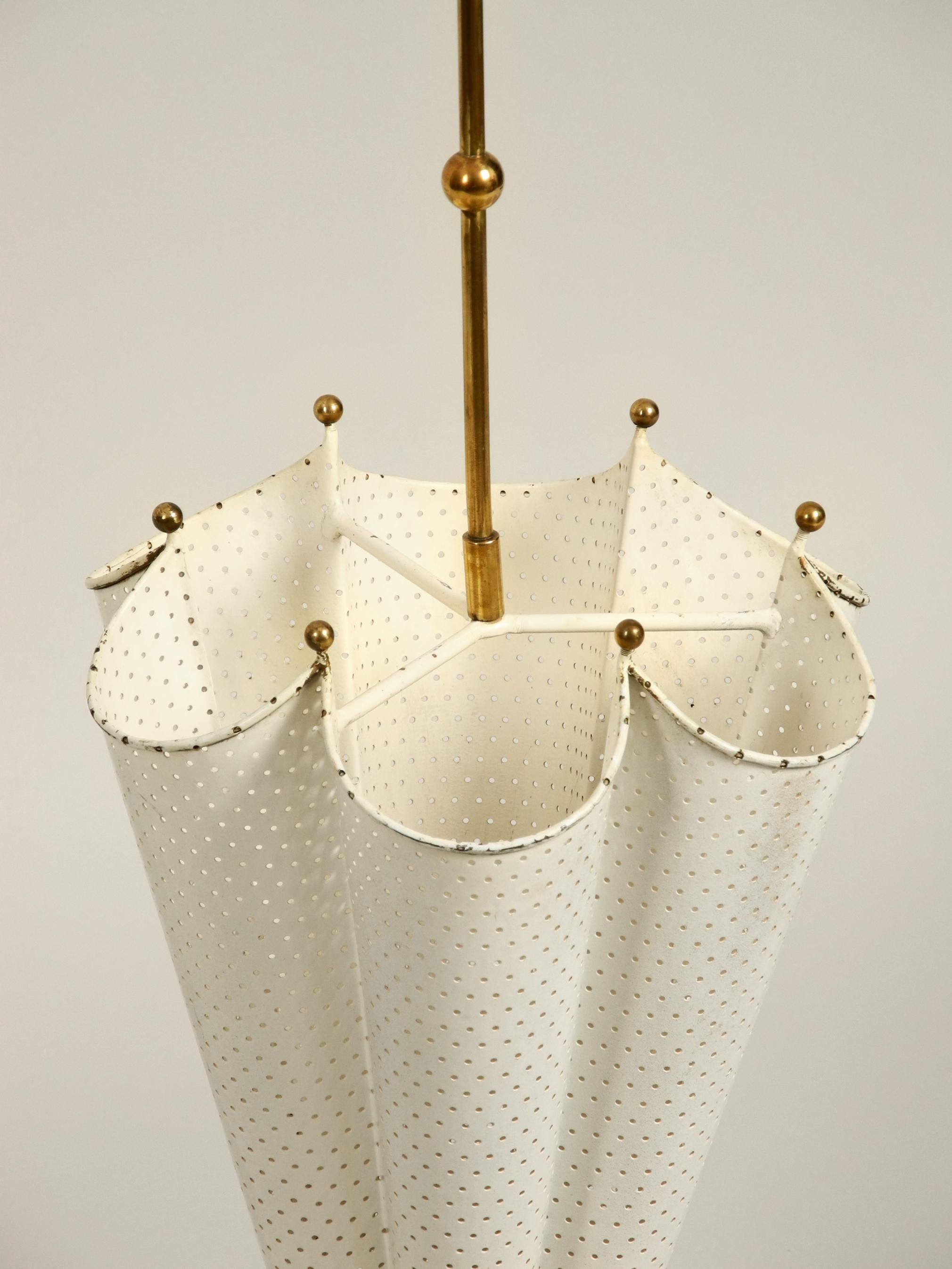 Stunning Rare Midcentury Perforated Brass Umbrella Stand 6