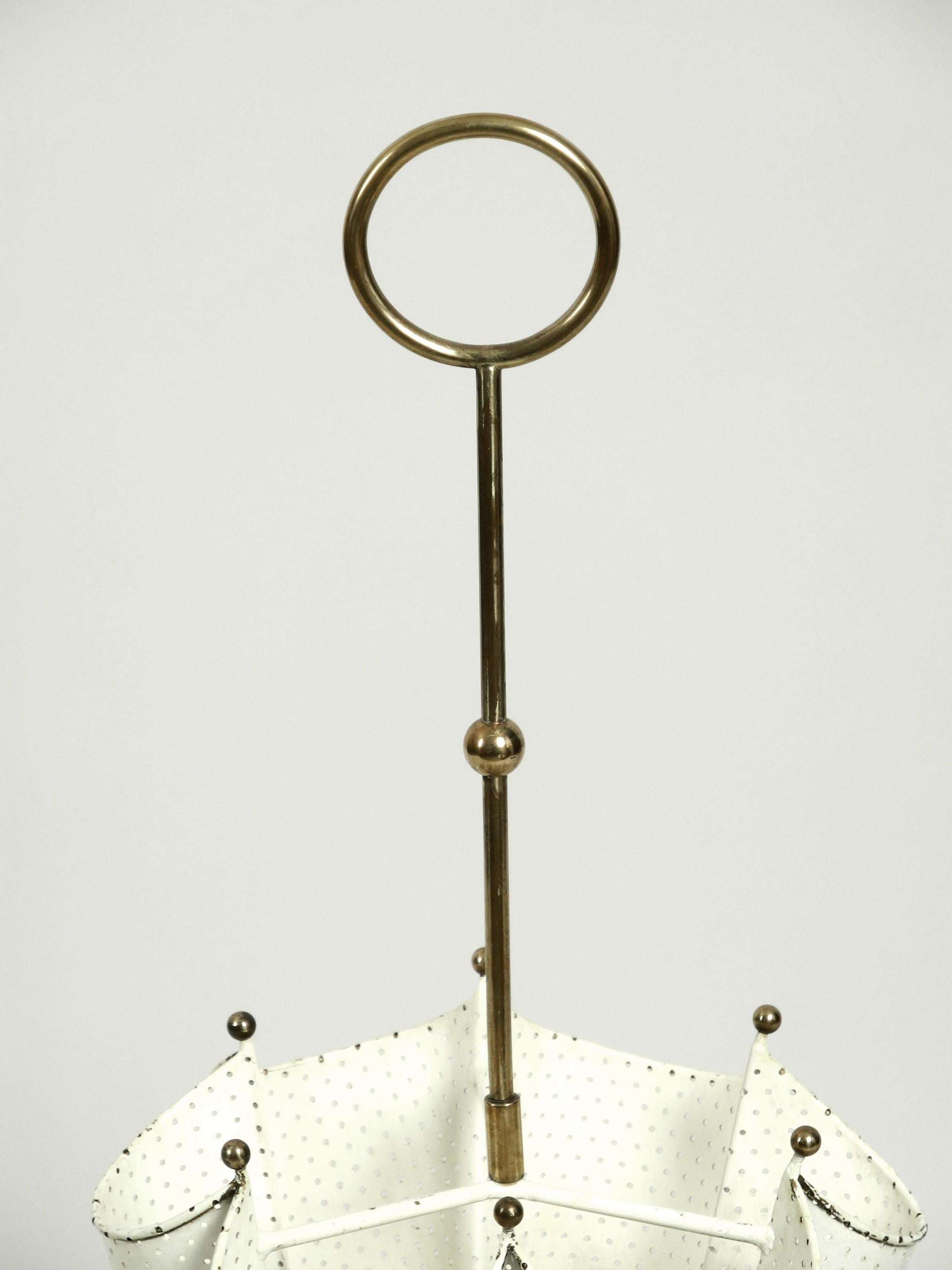 Stunning Rare Midcentury Perforated Brass Umbrella Stand 1