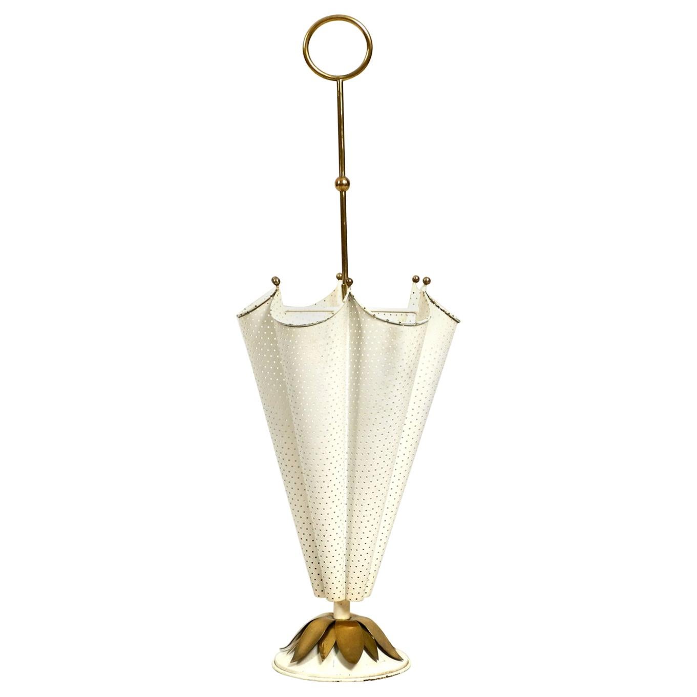 Stunning Rare Midcentury Perforated Brass Umbrella Stand