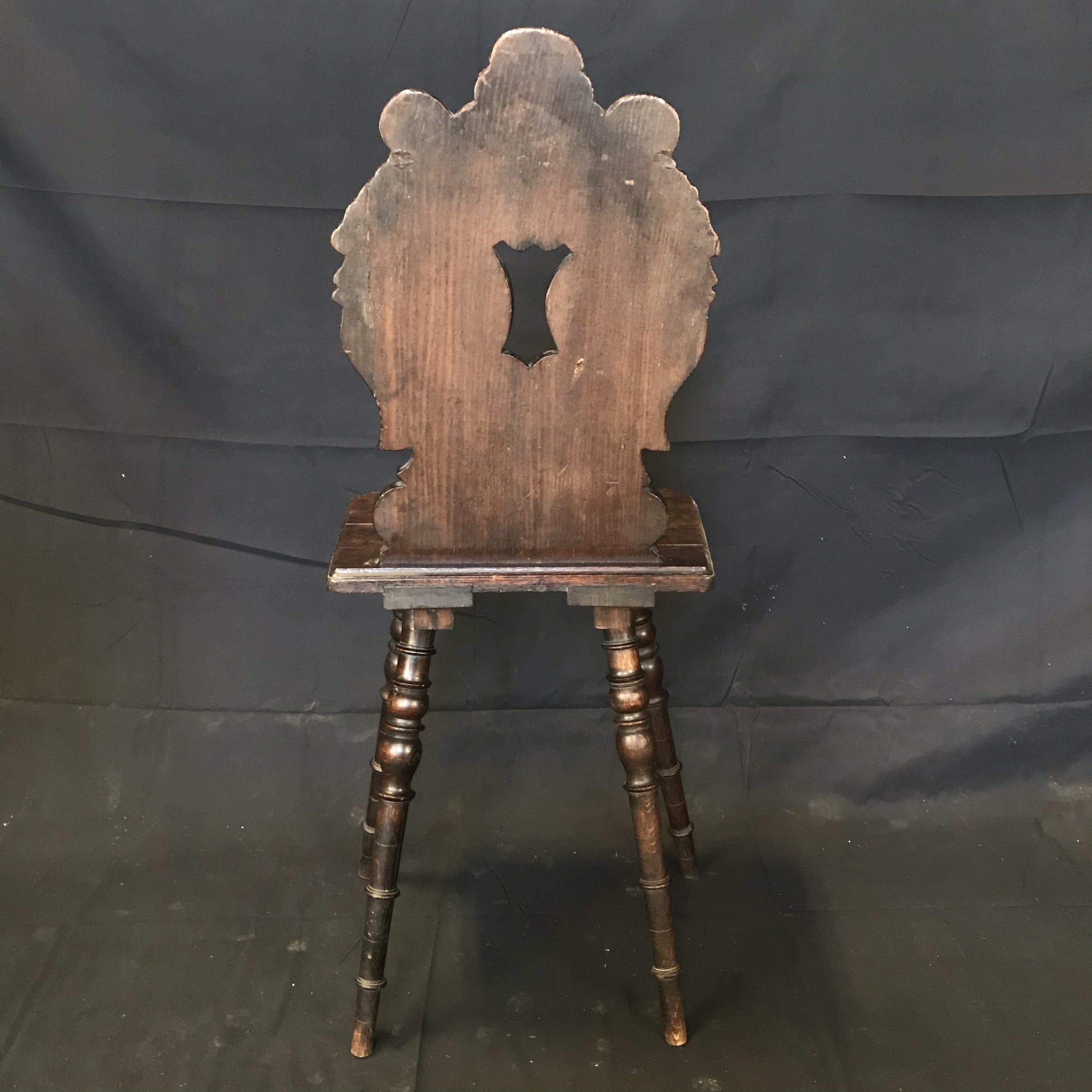English Stunning Rare Oak British Chair with Beautifully Carved Back