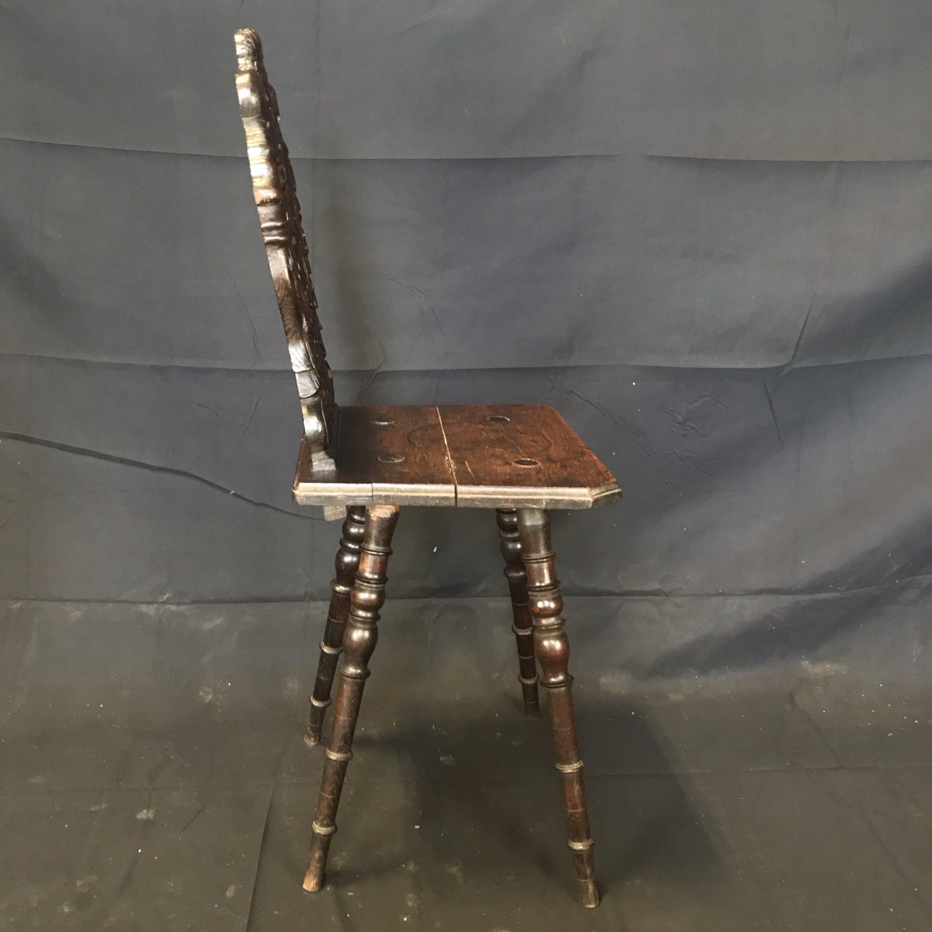 Stunning Rare Oak British Chair with Beautifully Carved Back 2