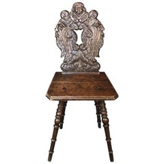 Stunning Rare Oak British Chair with Beautifully Carved Back