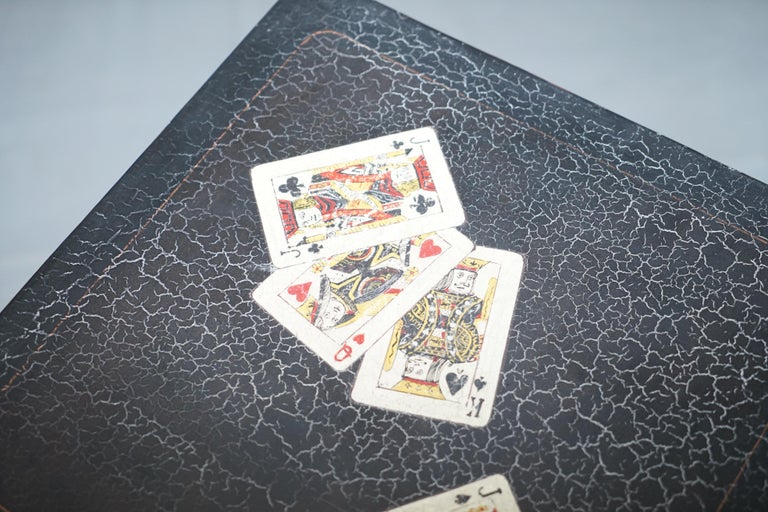 Stunning Rare Pair of Vintage Hand Painted Folding Metal Card Games