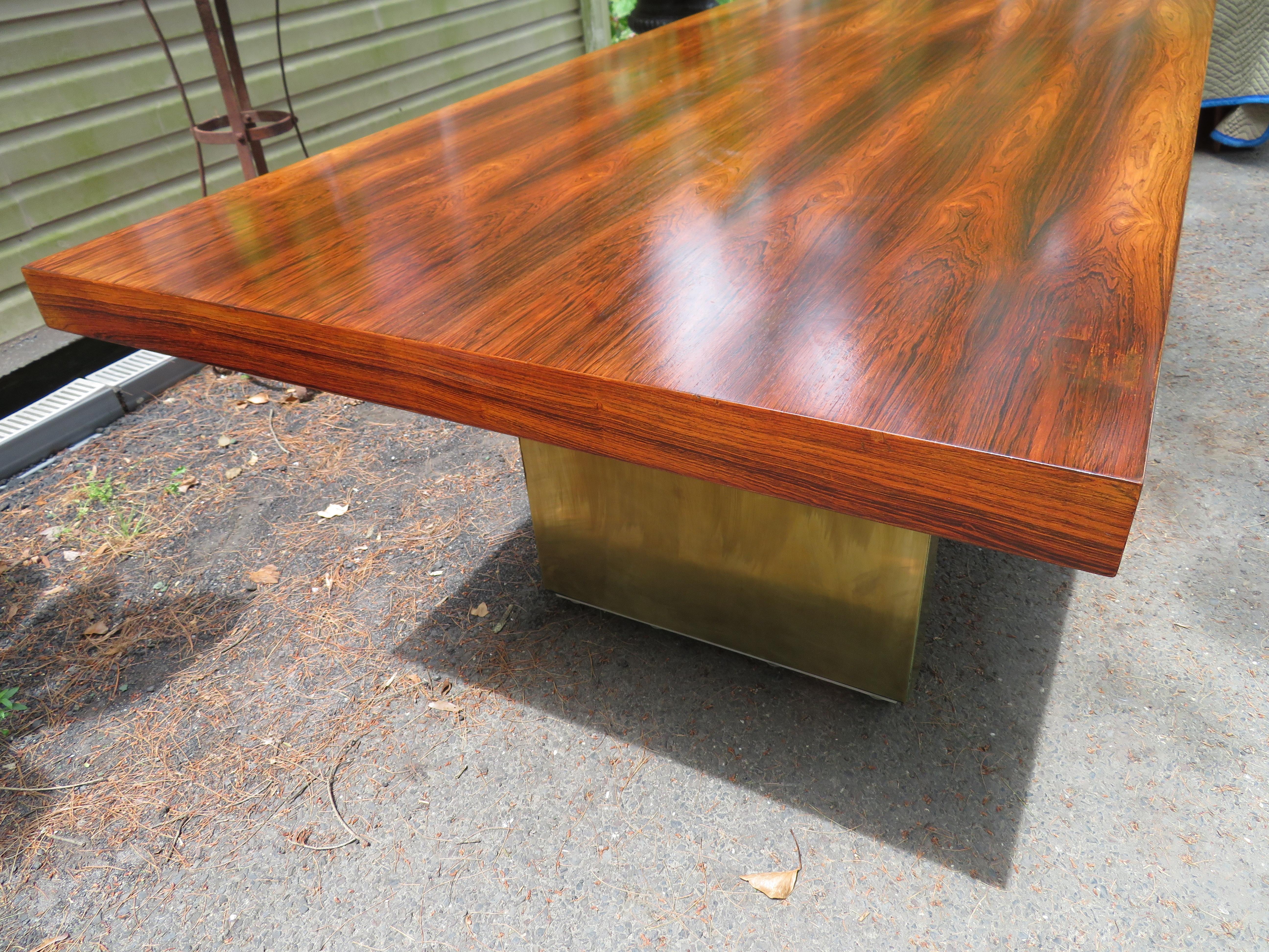 Stunning Rare Rosewood and Brass Platform Desk by Roger Sprunger for Dunbar For Sale 5