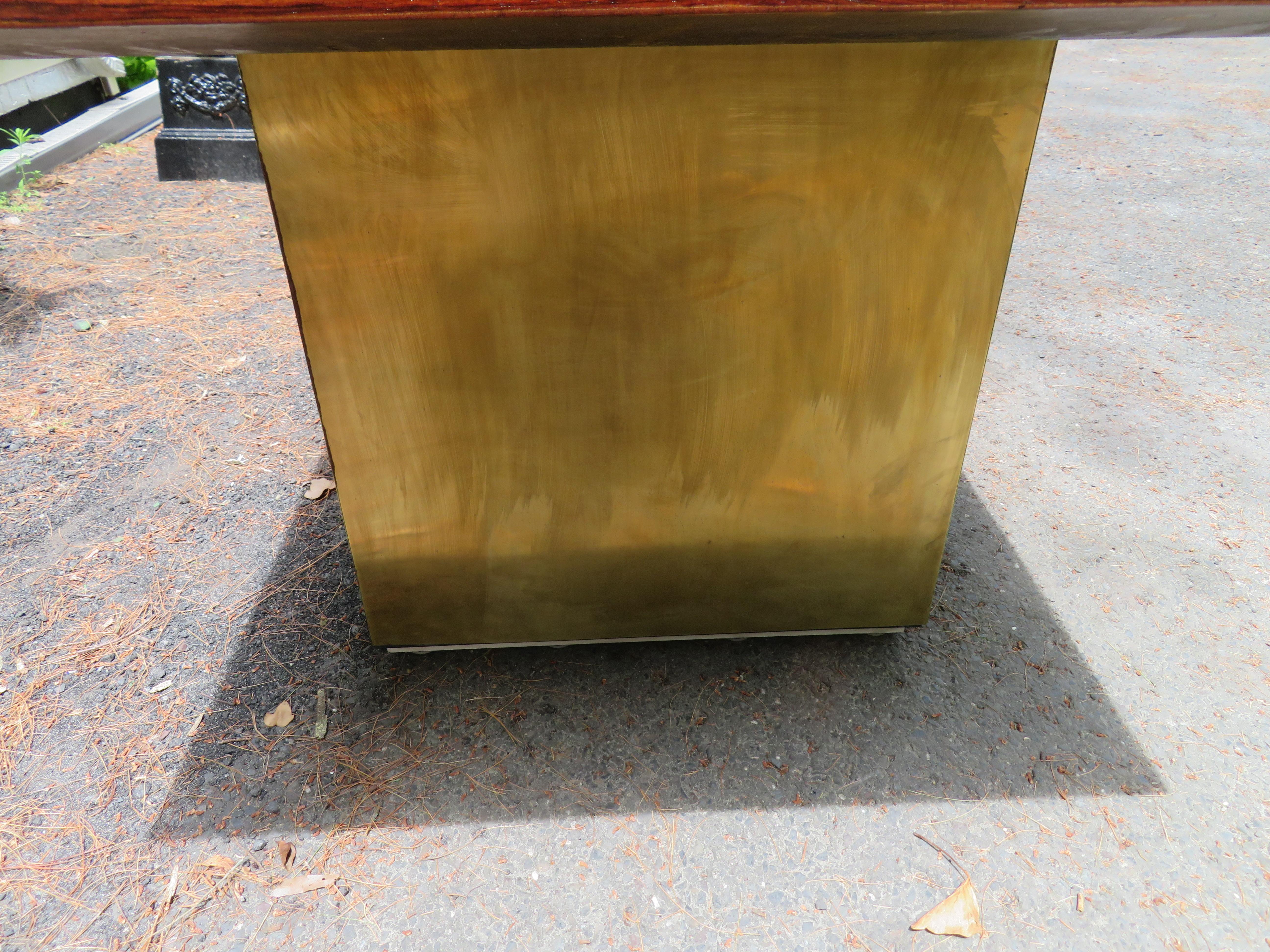 Stunning Rare Rosewood and Brass Platform Desk by Roger Sprunger for Dunbar For Sale 7