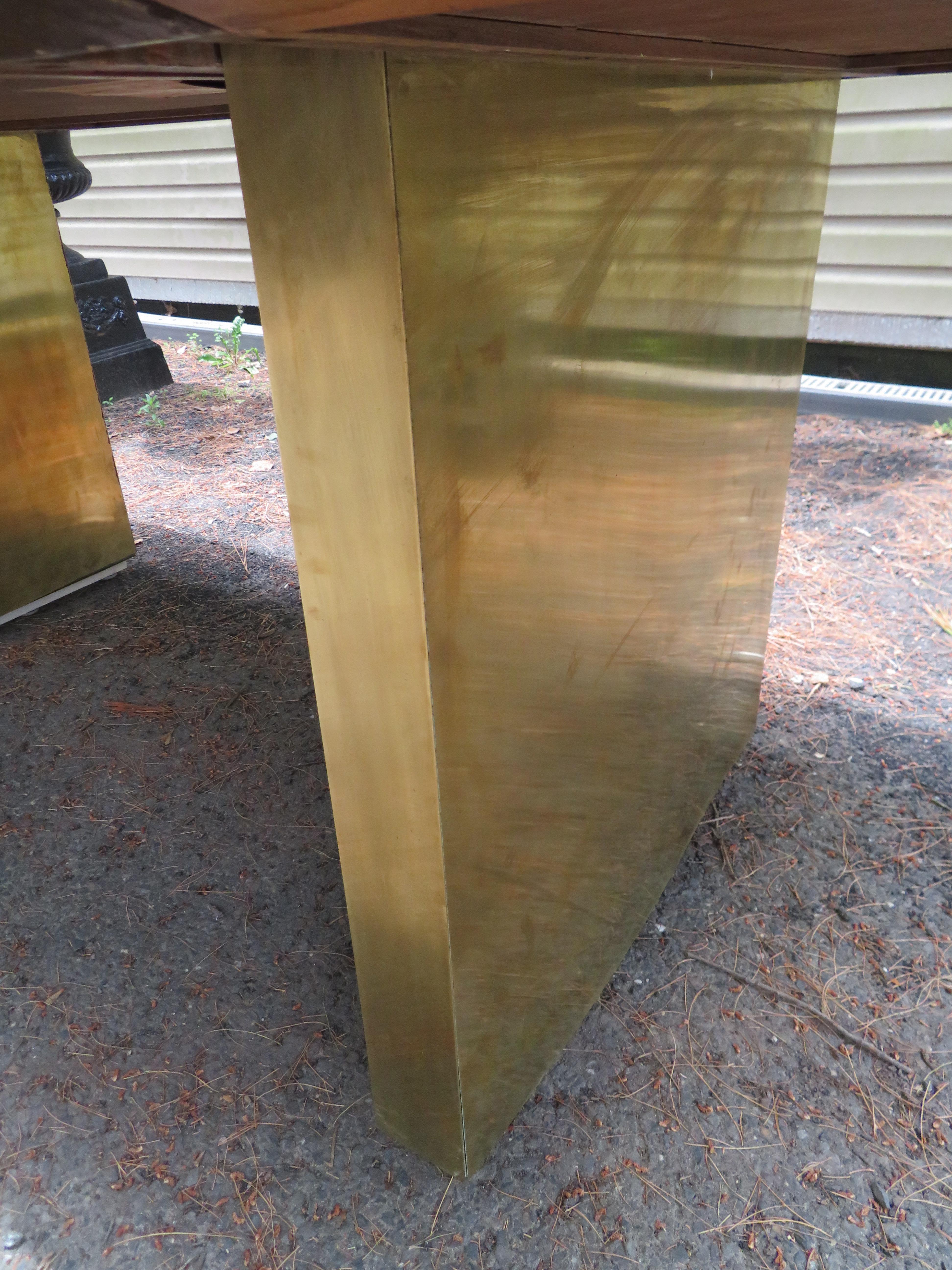 Stunning Rare Rosewood and Brass Platform Desk by Roger Sprunger for Dunbar For Sale 11