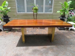 Stunning Rare Rosewood and Brass Platform Desk by Roger Sprunger for Dunbar