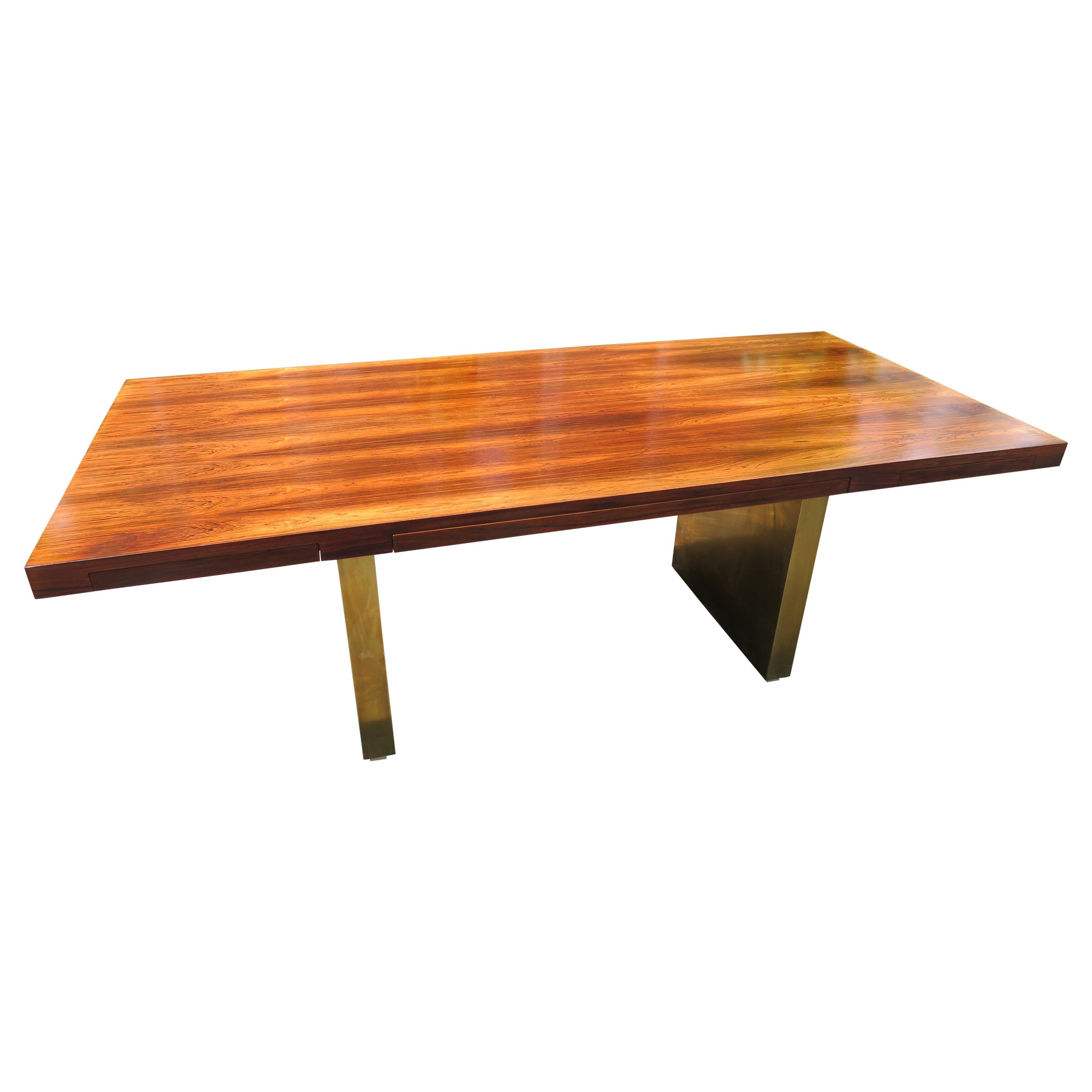 Stunning Rare Rosewood and Brass Platform Desk by Roger Sprunger for Dunbar