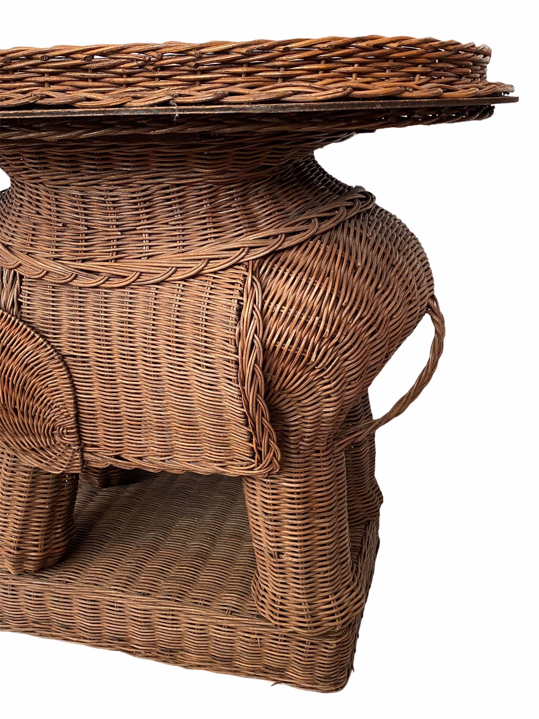 rattan elephant side table