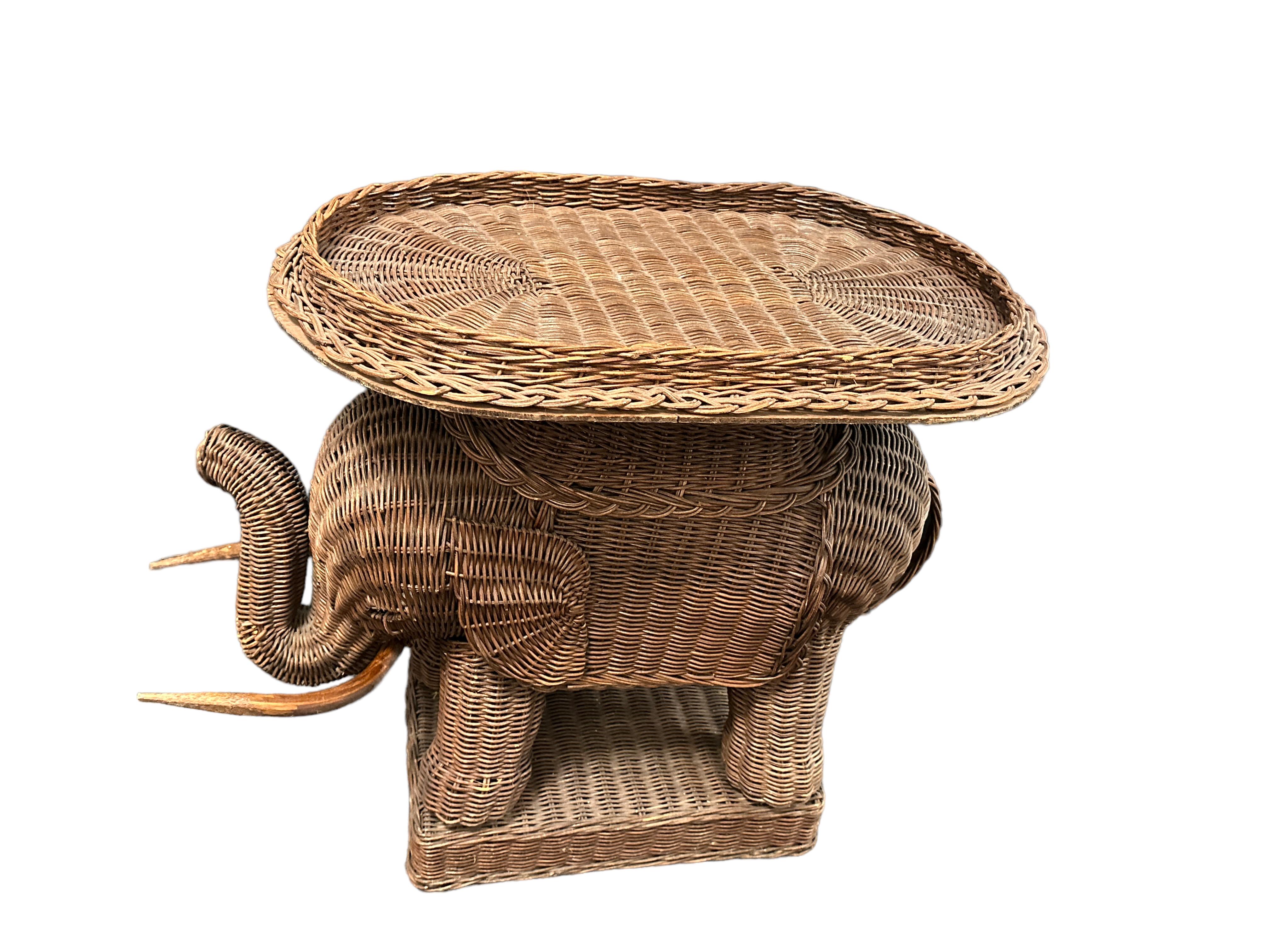 rattan elephant side table