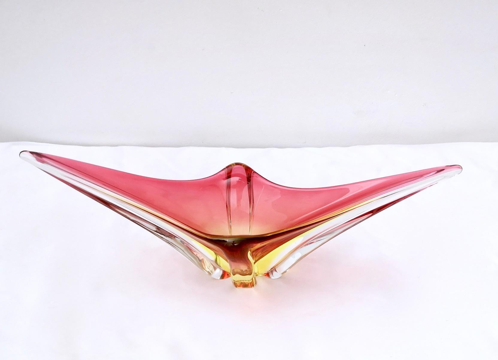 Stunning Red and Yellow Murano Glass Vase or Centerpiece, Italy, 1950s 1