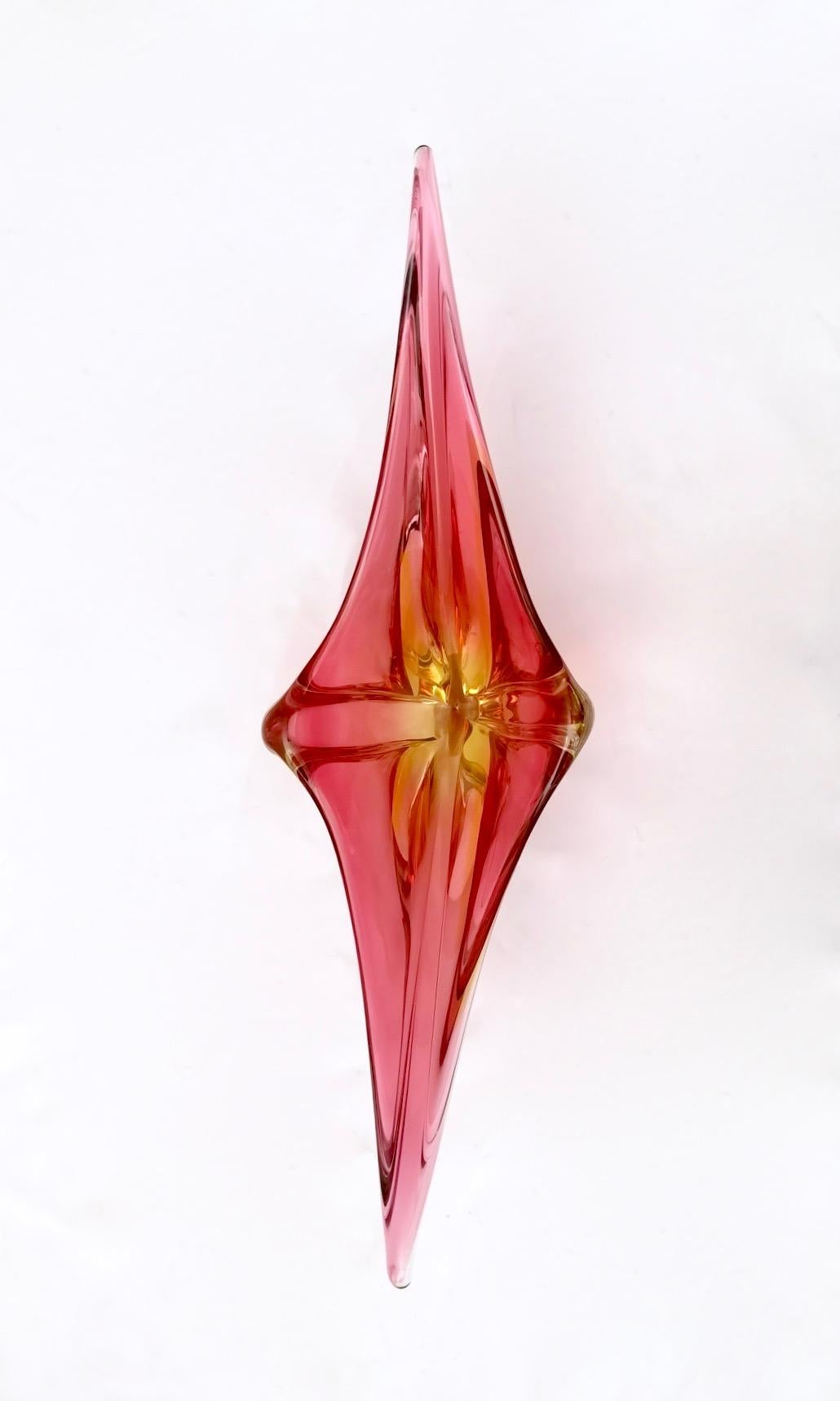 Stunning Red and Yellow Murano Glass Vase or Centerpiece, Italy, 1950s 2