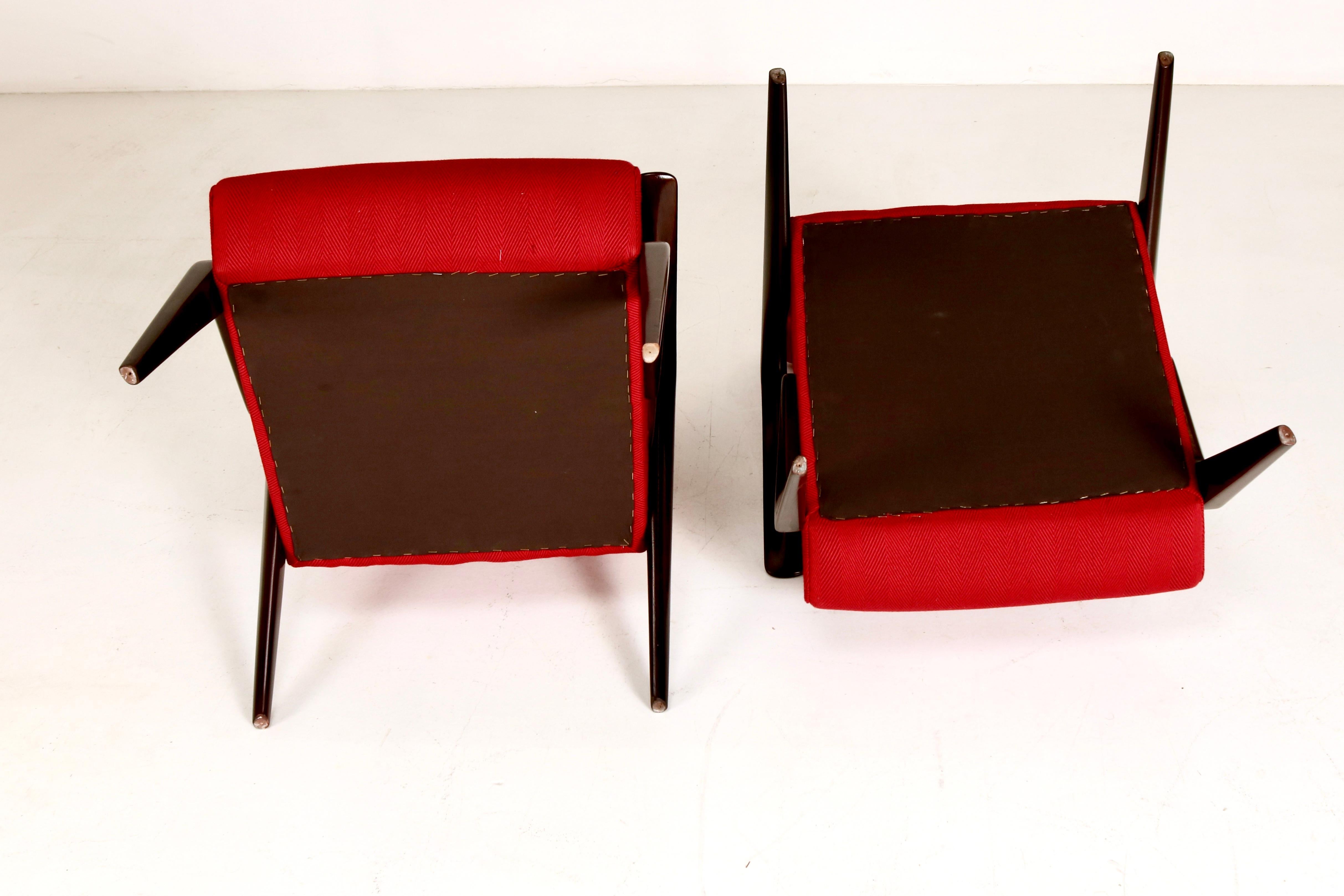 Atemberaubende rote Sessel P71 von Osvaldo Borsani – Italienisches Design aus der Mitte des Jahrhunderts, 1950er Jahre im Angebot 2