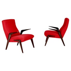 Stunning Red Armchairs P71 by Osvaldo Borsani - Mid century Italian Design 1950s