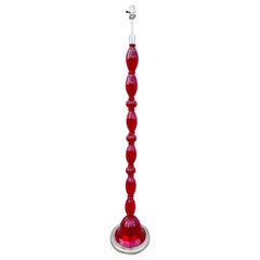 Impresionante Lámpara de Pie de Columna Biomorfa de Cristal de Murano Rojo