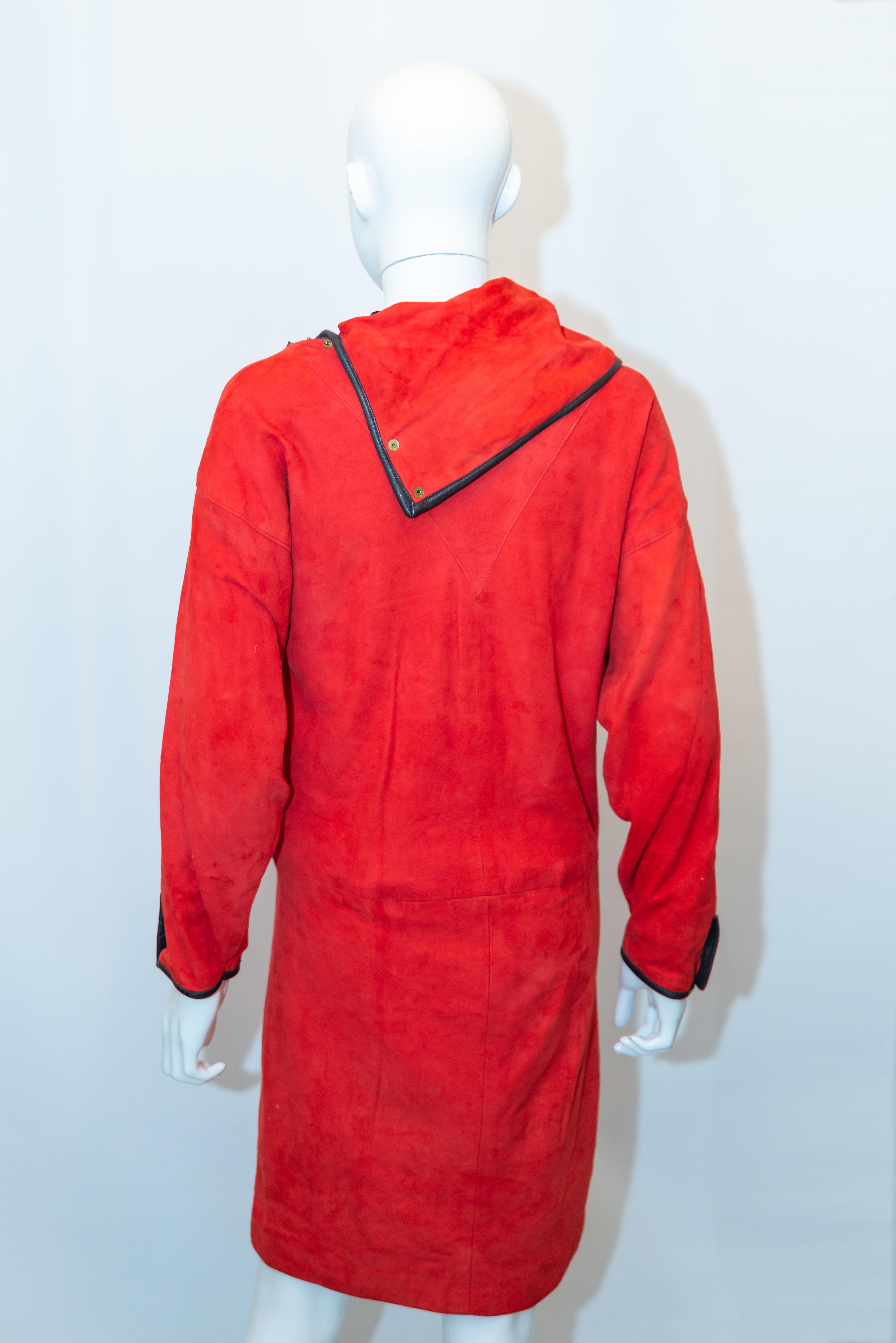 Stunning  Red Suede  Dress by Felicia In Good Condition For Sale In London, GB