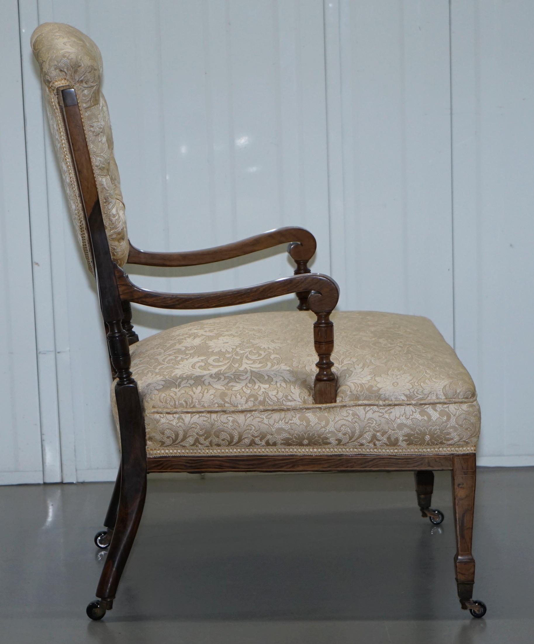 Stunning Redwood Sheraton Revival Chesterfield Library Armchair Part of a Suite For Sale 4