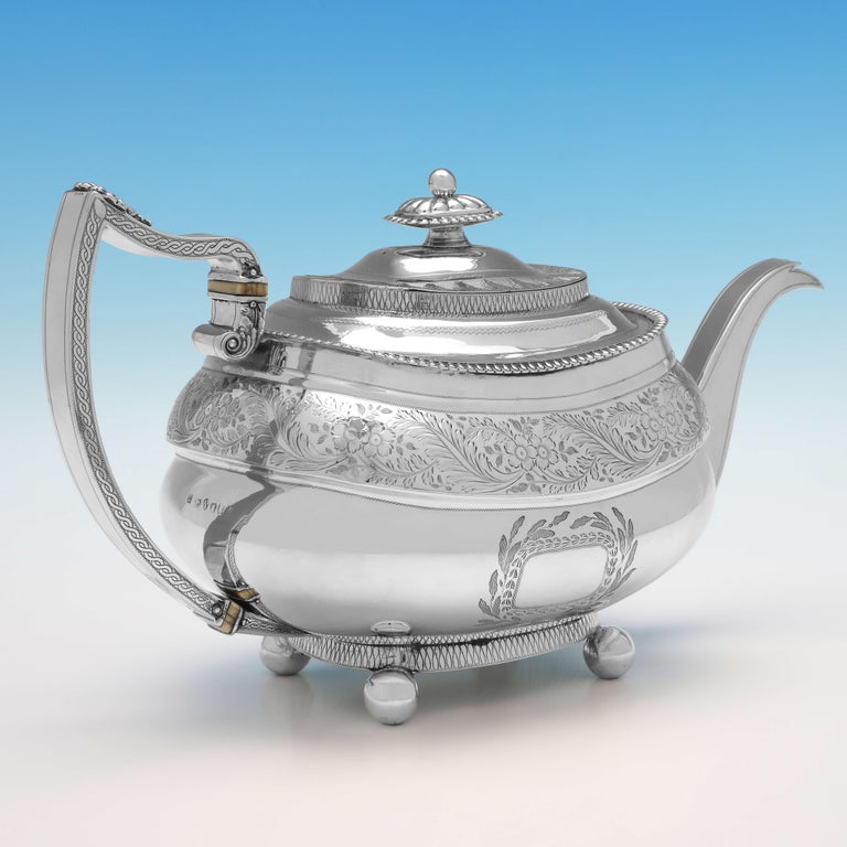 Stunning Regency Period Sterling Silver Teapot, Newcastle, 1815 For