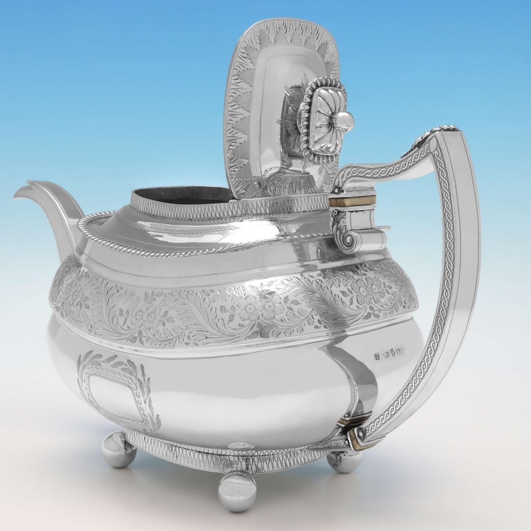 Stunning Regency Period Sterling Silver Teapot, Newcastle, 1815 For